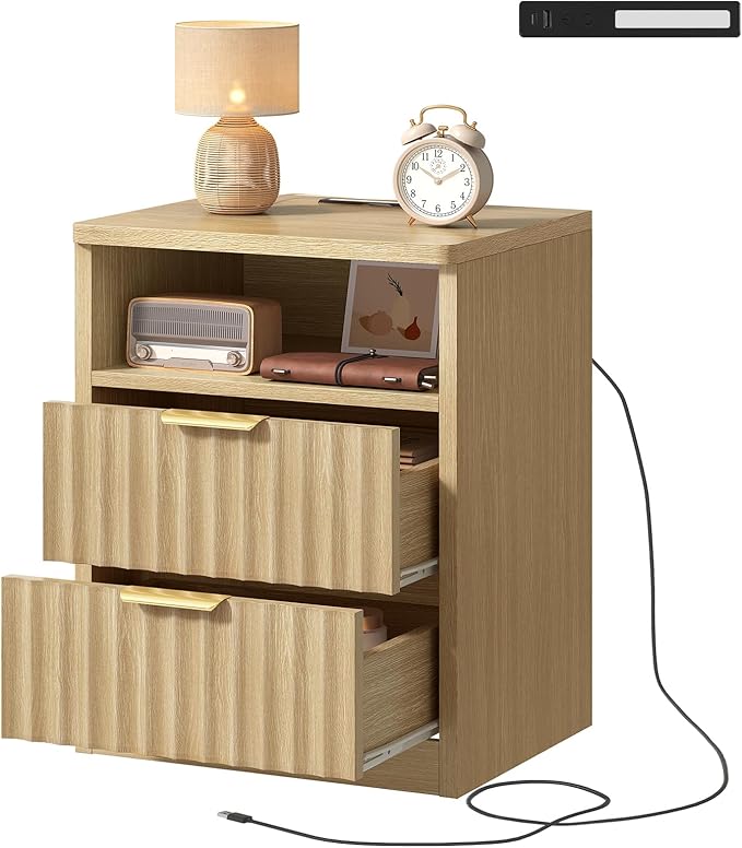Fluted 6-Drawer Dresser with Metal Handles