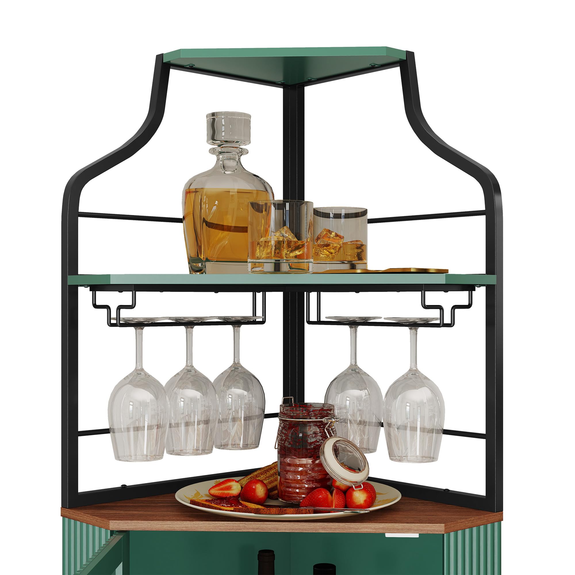 Corner Bar Cabinet with LED Strip