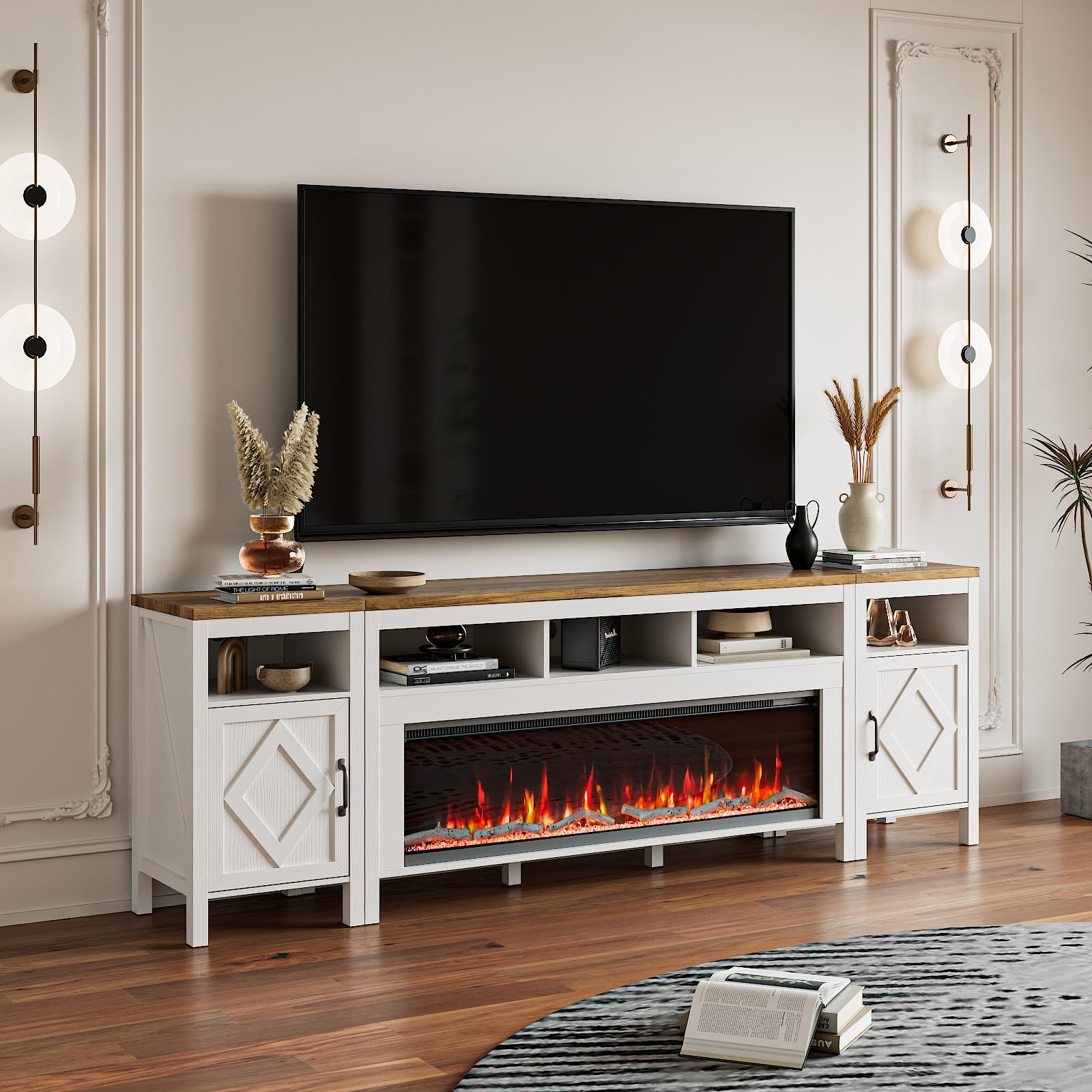 TV Stand with Electric Fireplace for TVs Up to 100 Inch