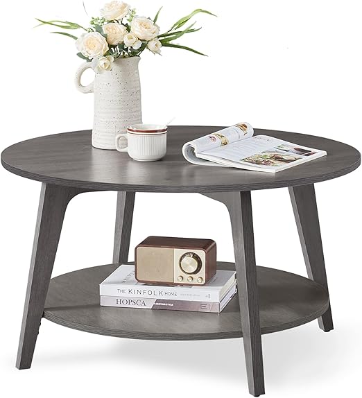 Round Coffee Table 2-Tier with Storage