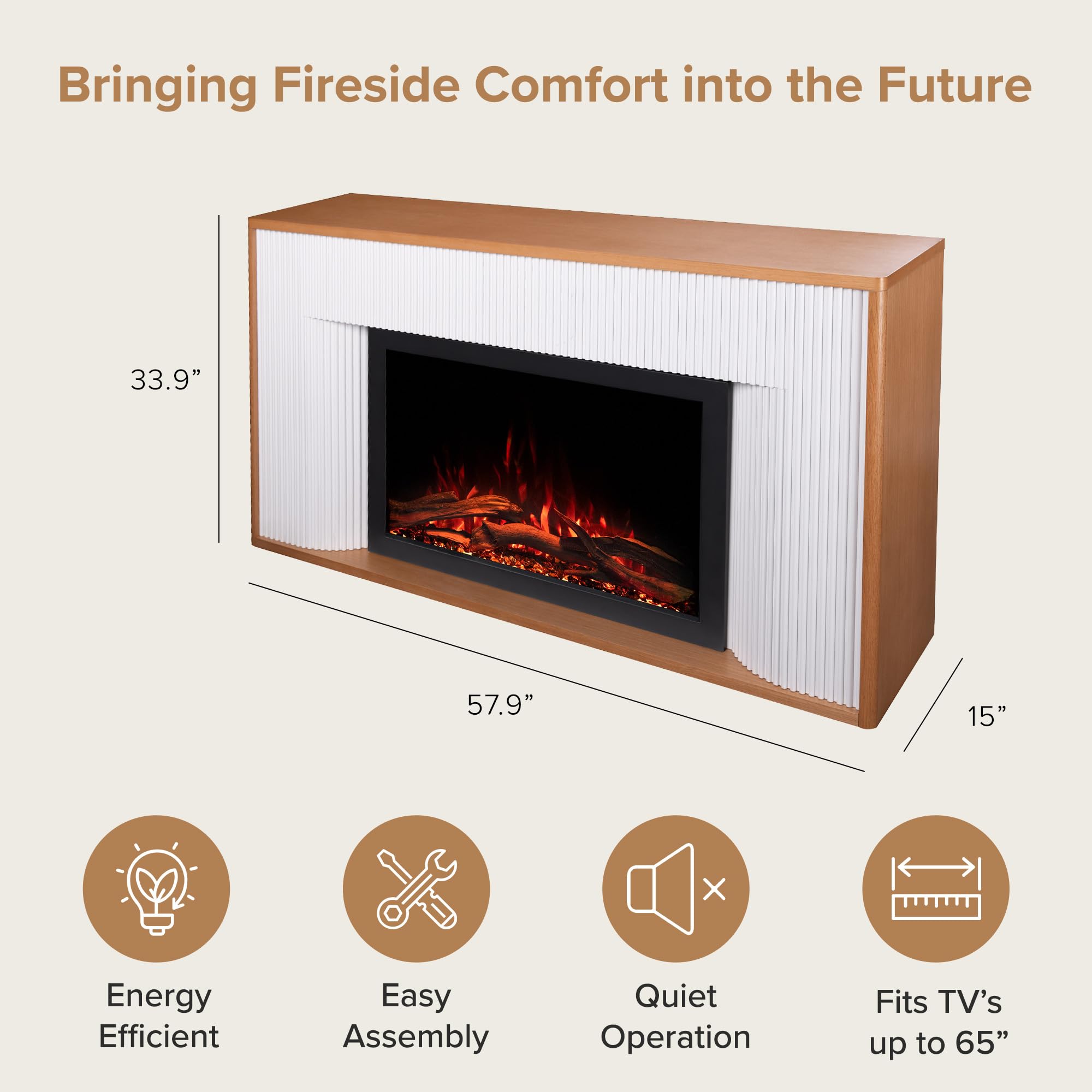 Smart Electric Fireplace Mantel with 33" Firebox Heater