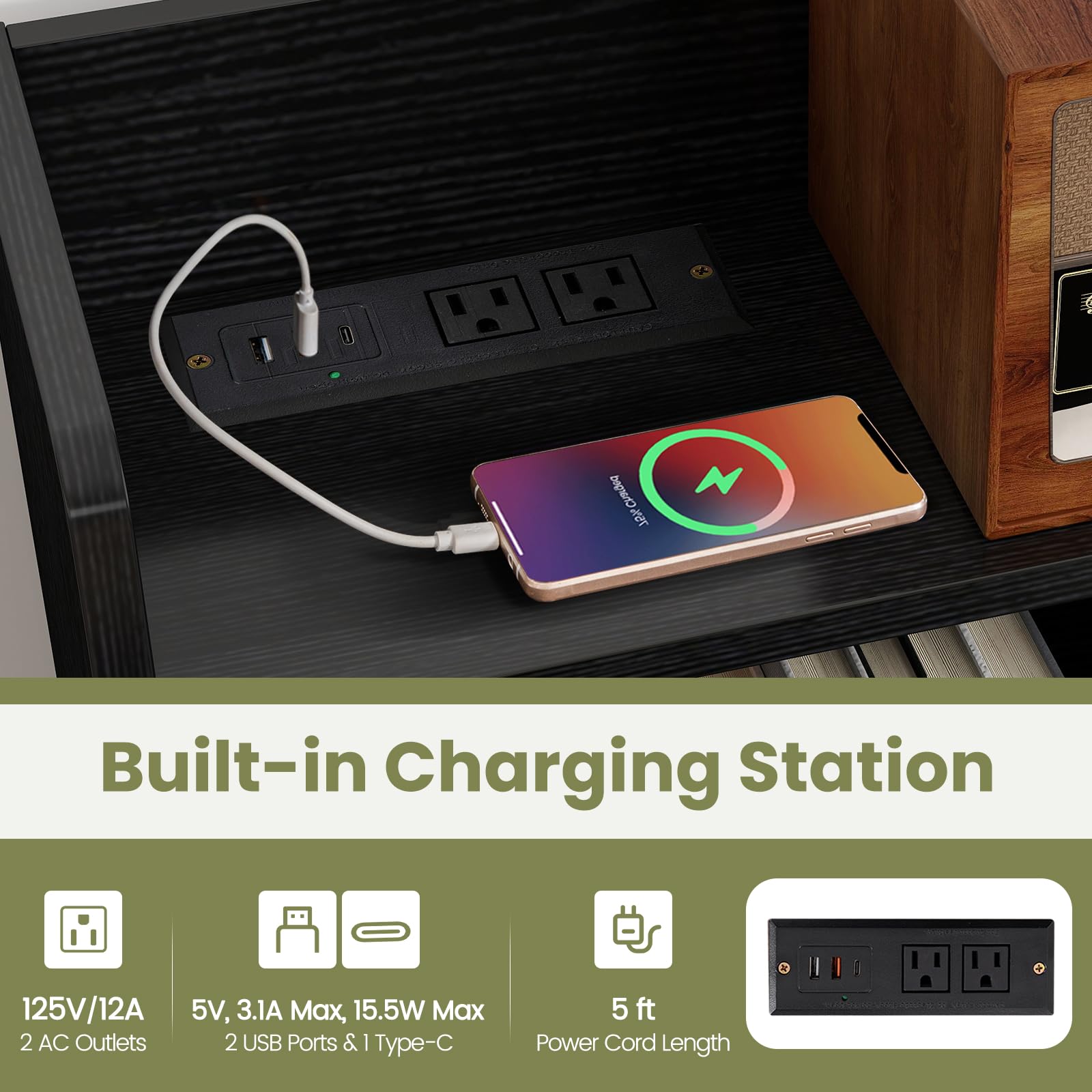 Computer Desk with Hutch and Charging Station