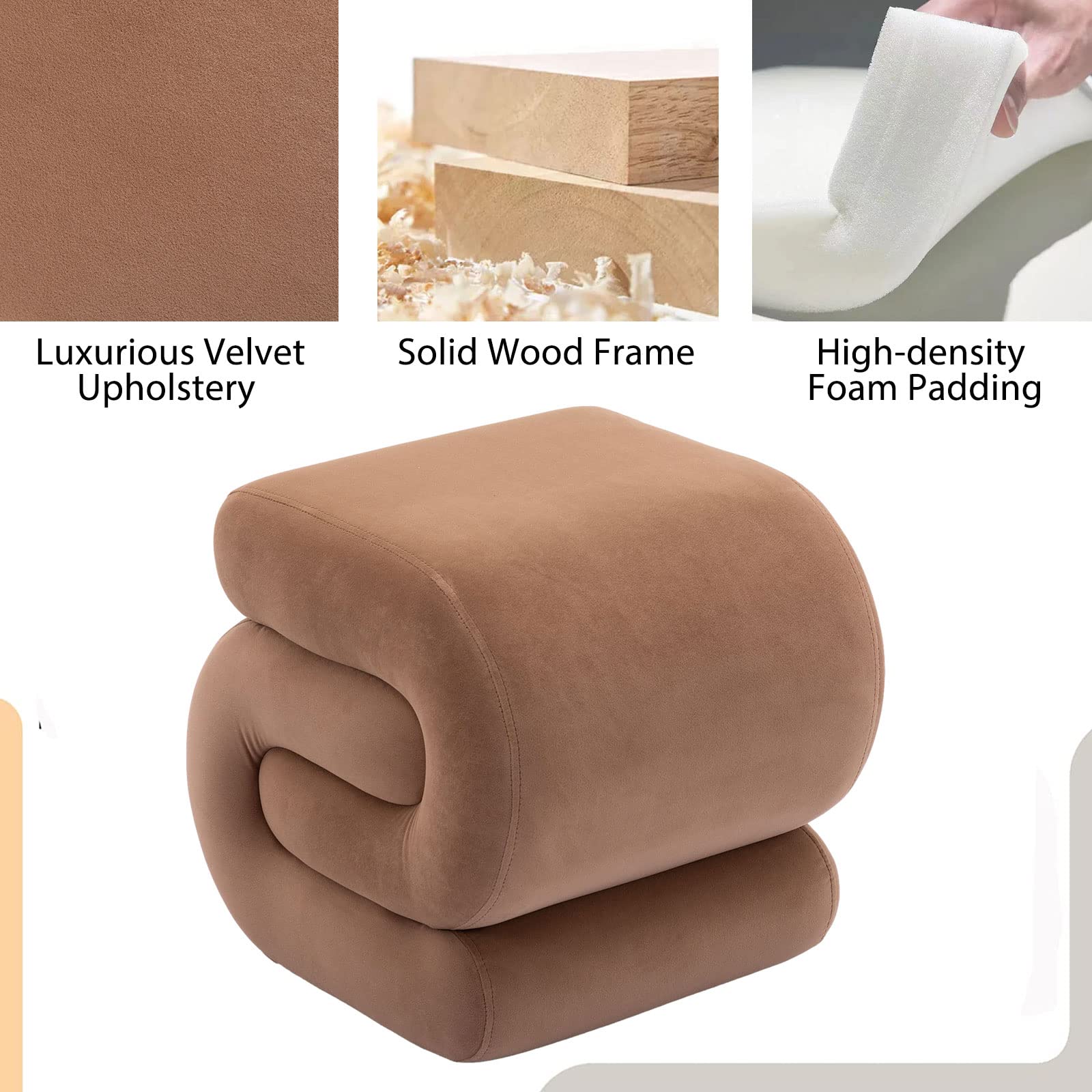 Velvet Vanity Stool S-Shaped Ottoman Footrest