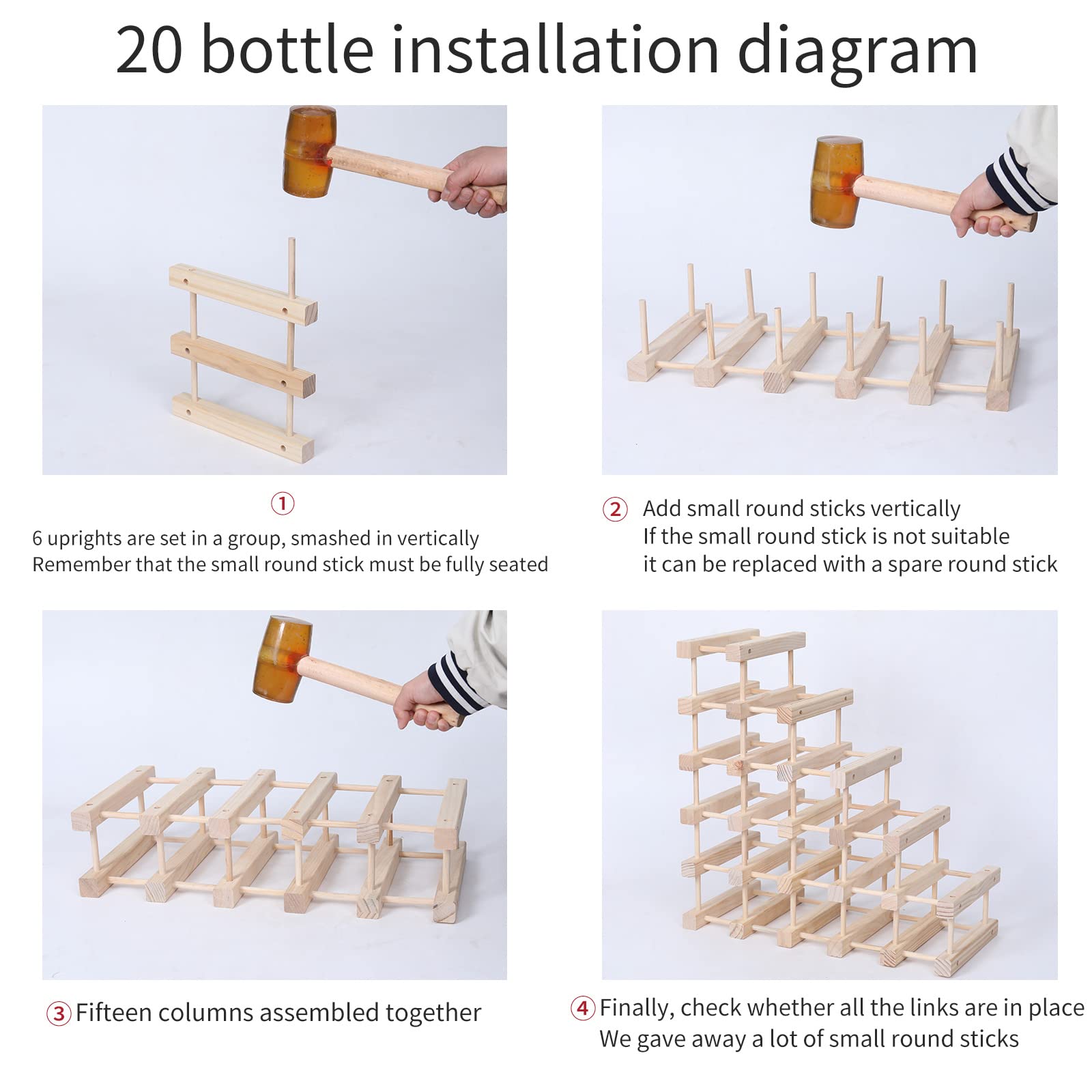 Pine Wood Wine Rack Countertop Storage