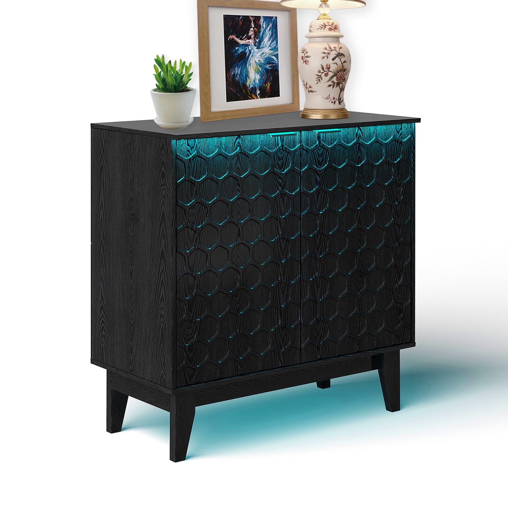 LED Sideboard Buffet Cabinet with Adjustable Shelf