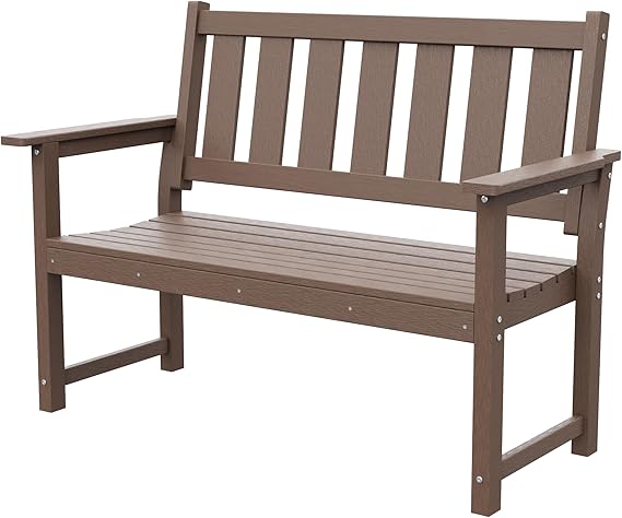 HDPE Outdoor Garden Bench 50" Weatherproof 2-Person