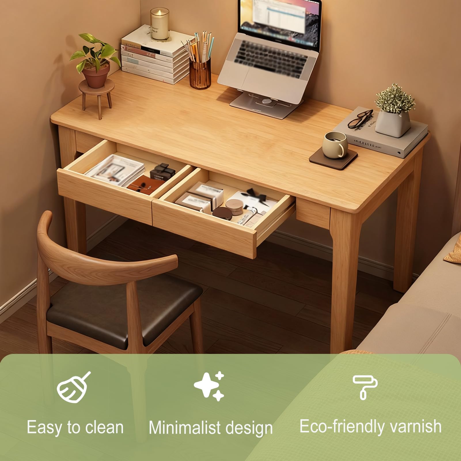 Solid Wood Desk with Drawers