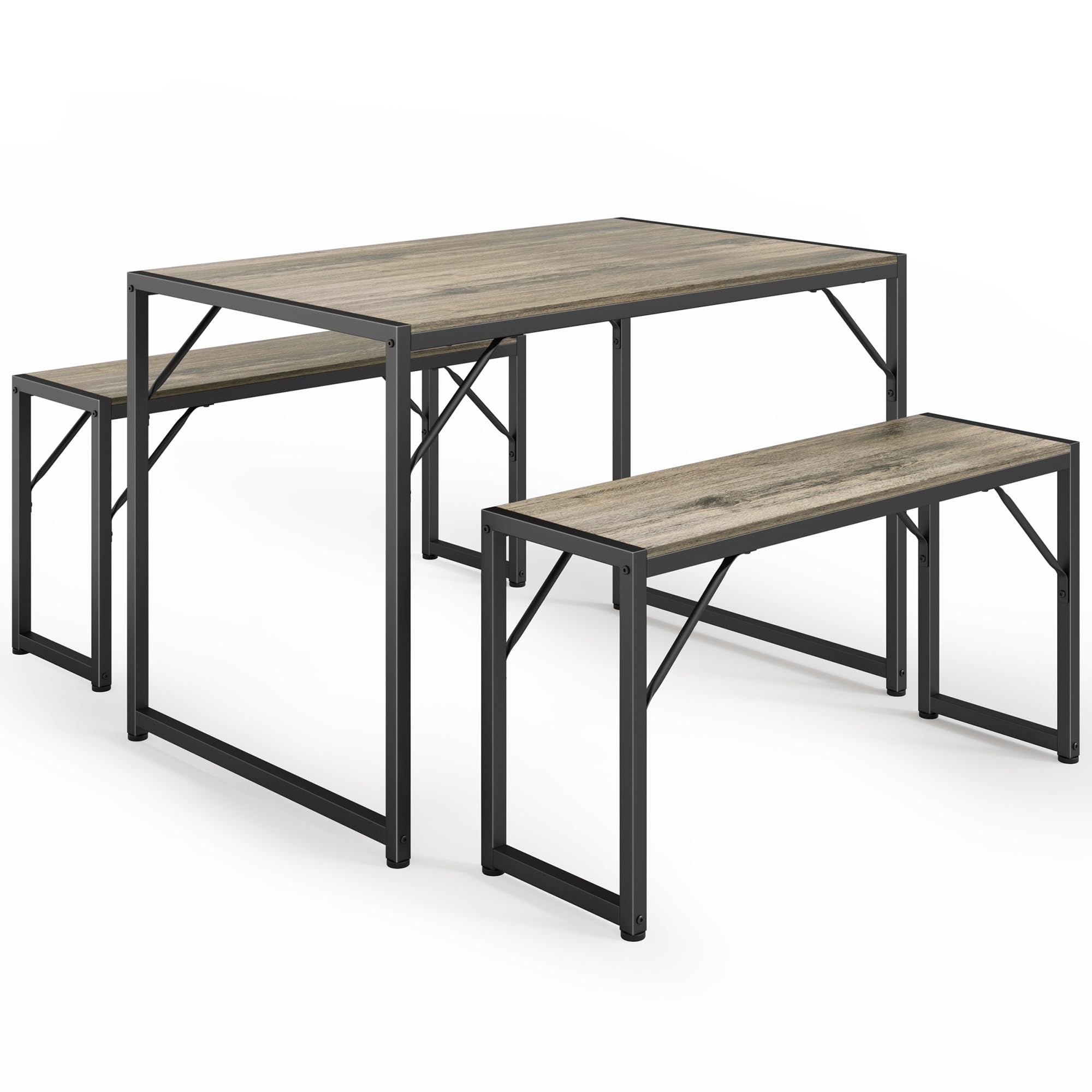 4-Piece Dining Table Set with Benches