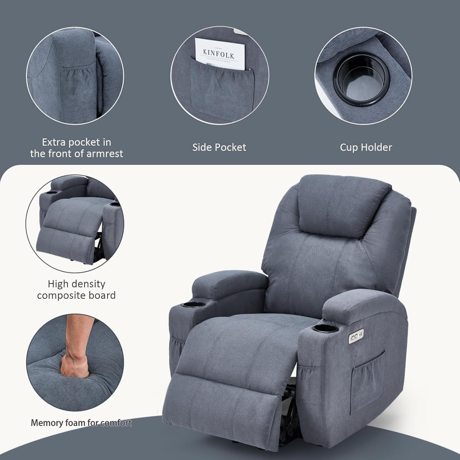 Electric Power Lift Recliner Chair with Dual Motor and Massage
