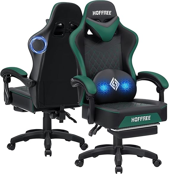 Bluetooth Gaming Chair with Massage and Footrest