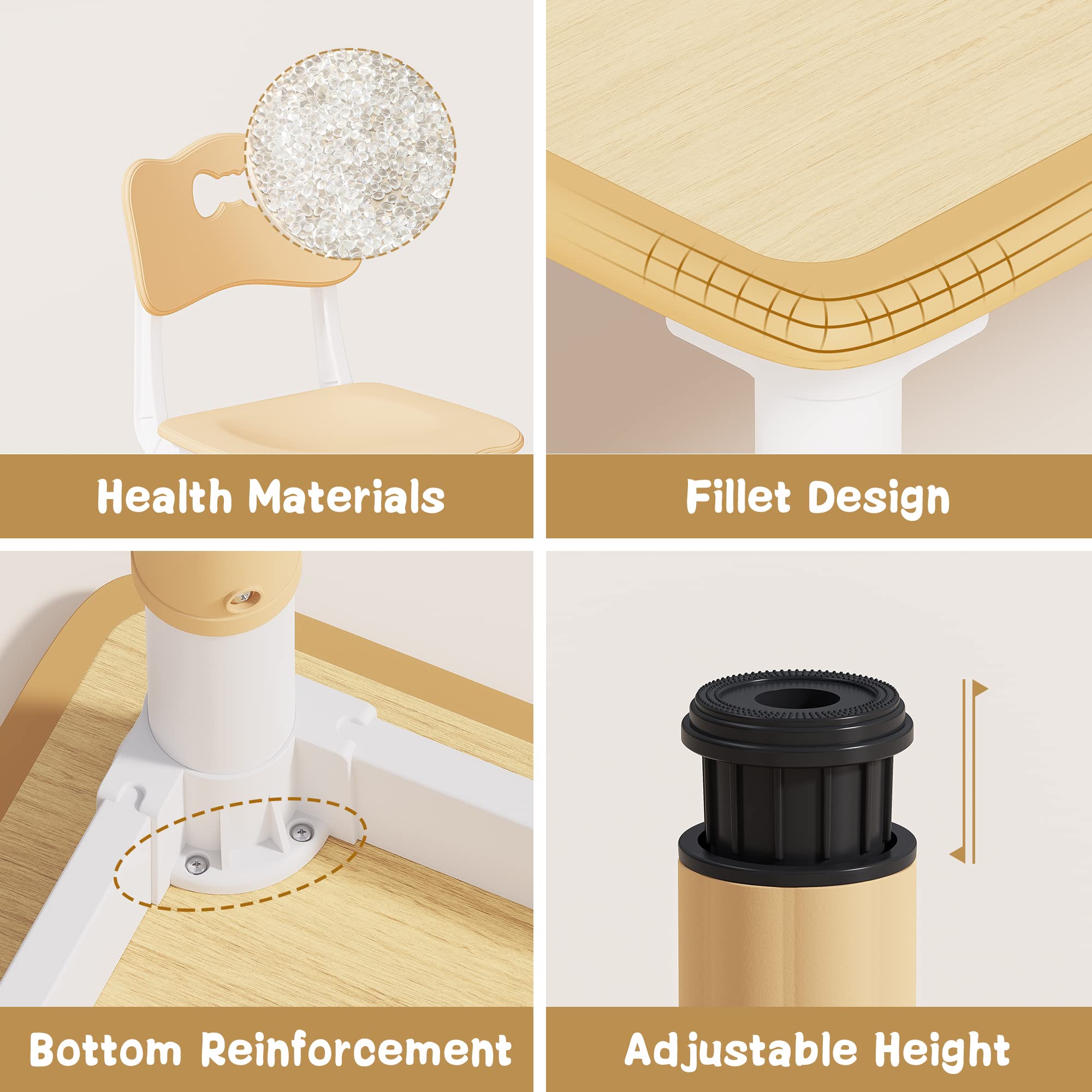 Kids Table and 4 Chairs Set Height Adjustable