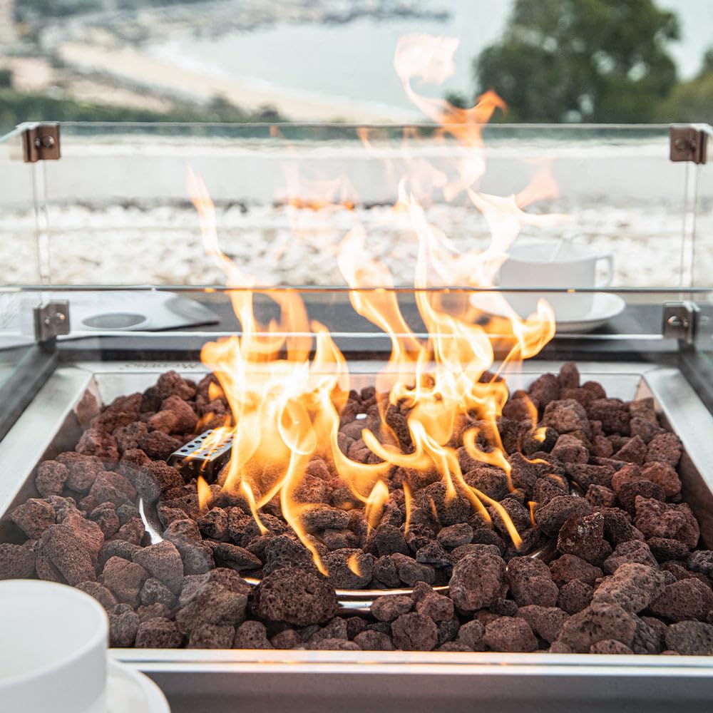 Concrete Fire Pit 34" x 34" Outdoor Patio with Lava Rocks