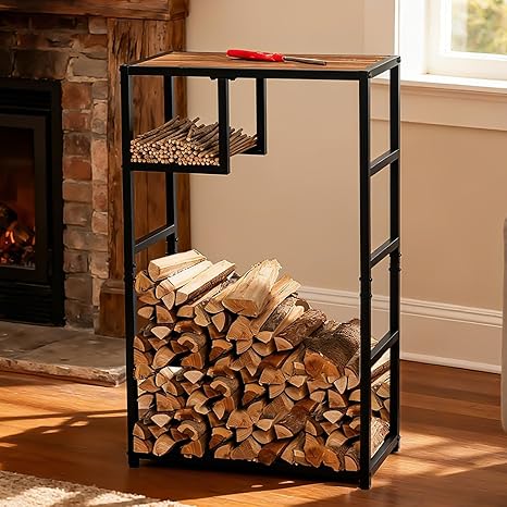 Indoor Firewood Rack with Adjustable Feet