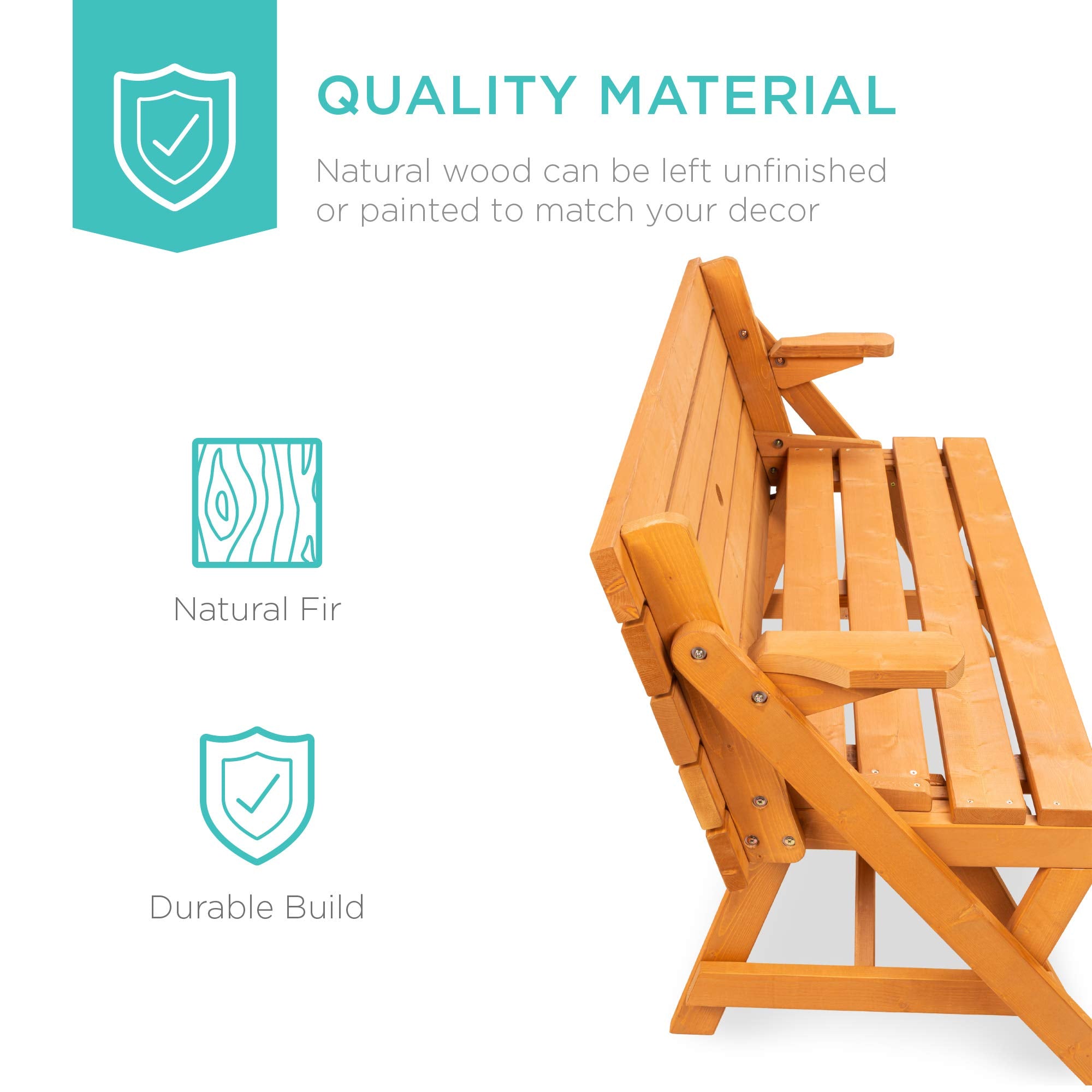 2-in-1 Convertible Picnic Table Garden Bench