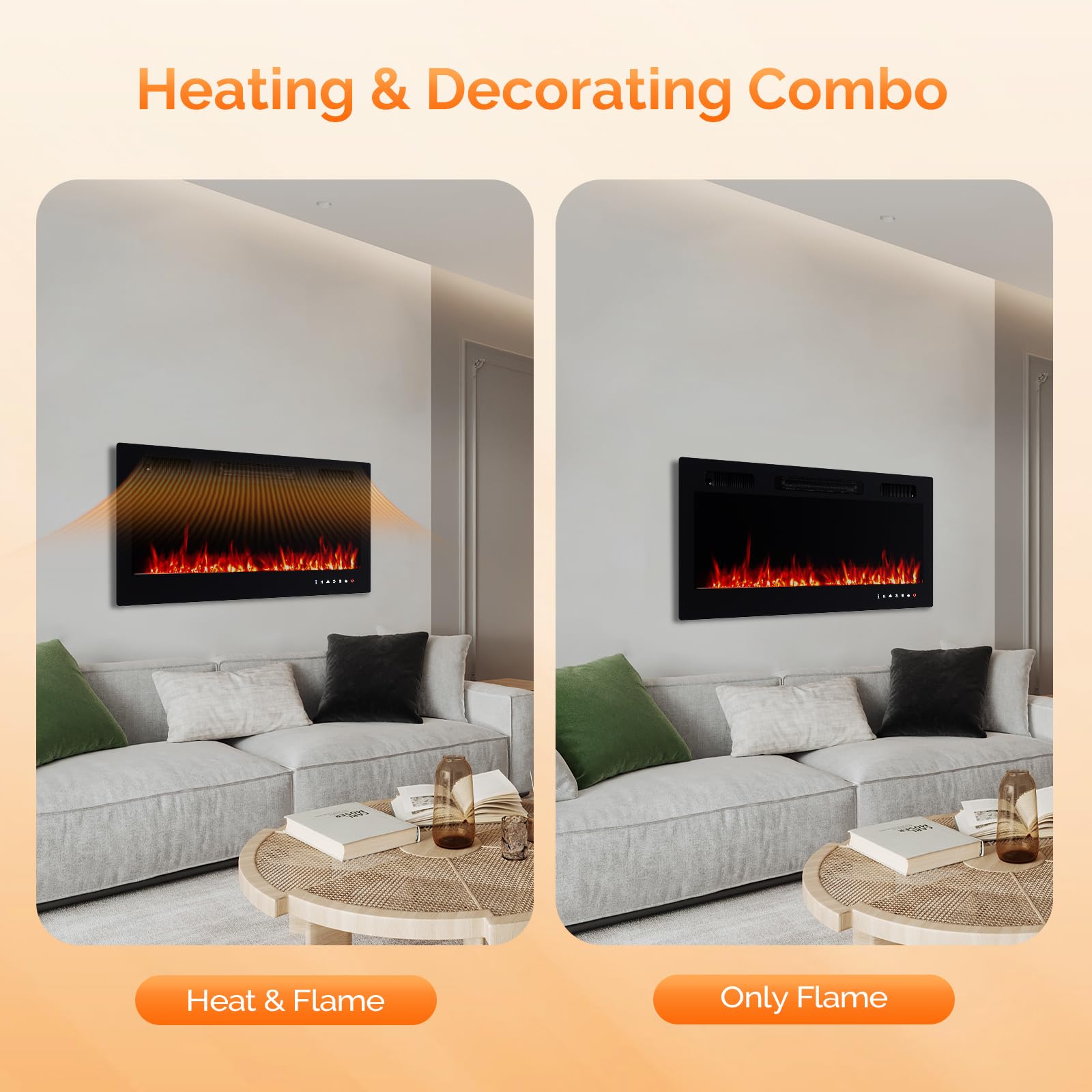 36 Inch Electric Fireplace with Remote Control