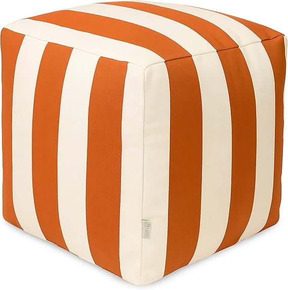 Vertical Stripe Indoor/Outdoor Pouf Ottoman 17x17x17
