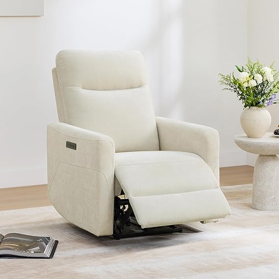 Genuine Leather Power Recliner Chair with Headrest