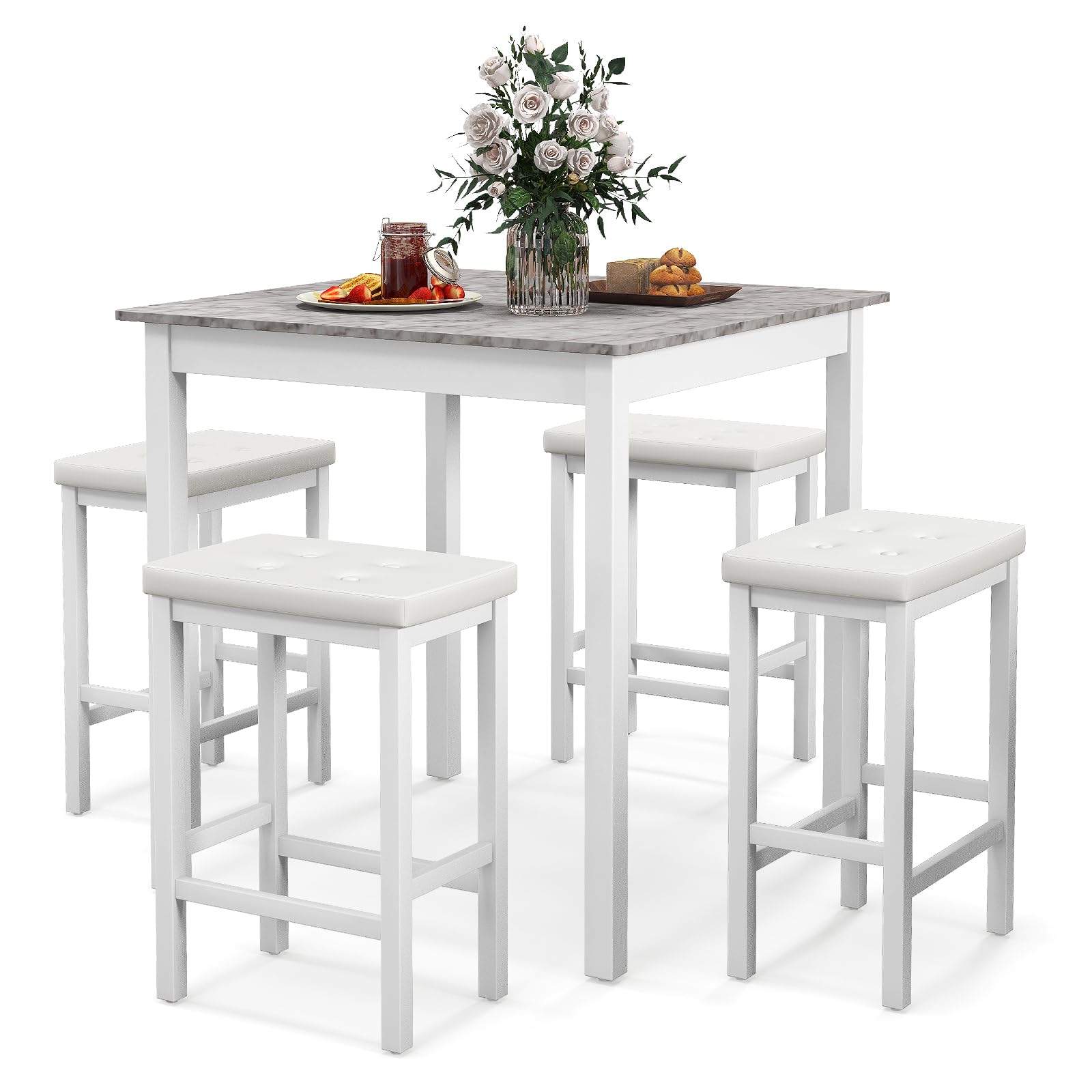 5-Piece Counter Height Dining Set with Bar Stools