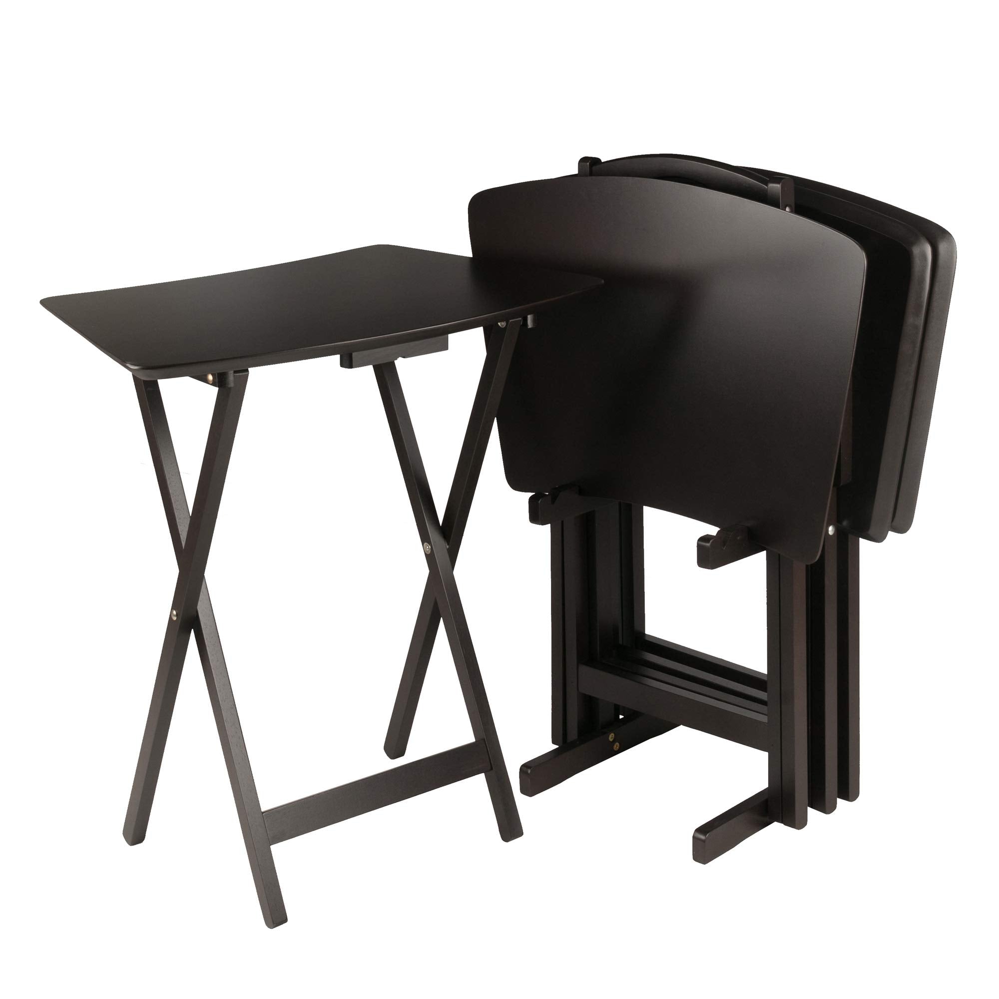 Anila Snack Table Set with Storage Rack - Fan Shaped Coffee Tables Set of 4