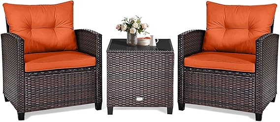 3 Piece Patio Furniture Set with Cushions