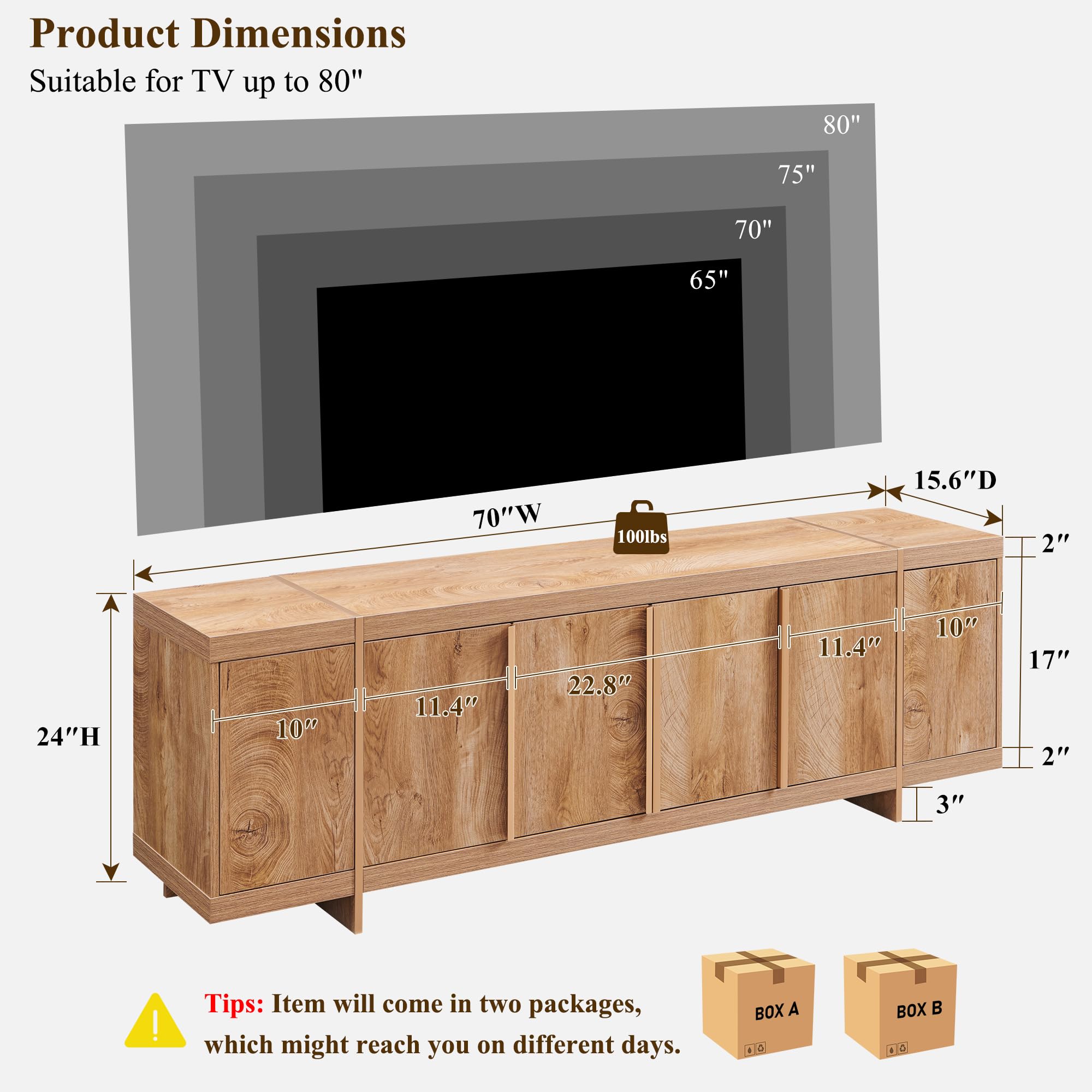 70" Modern TV Stand with Storage