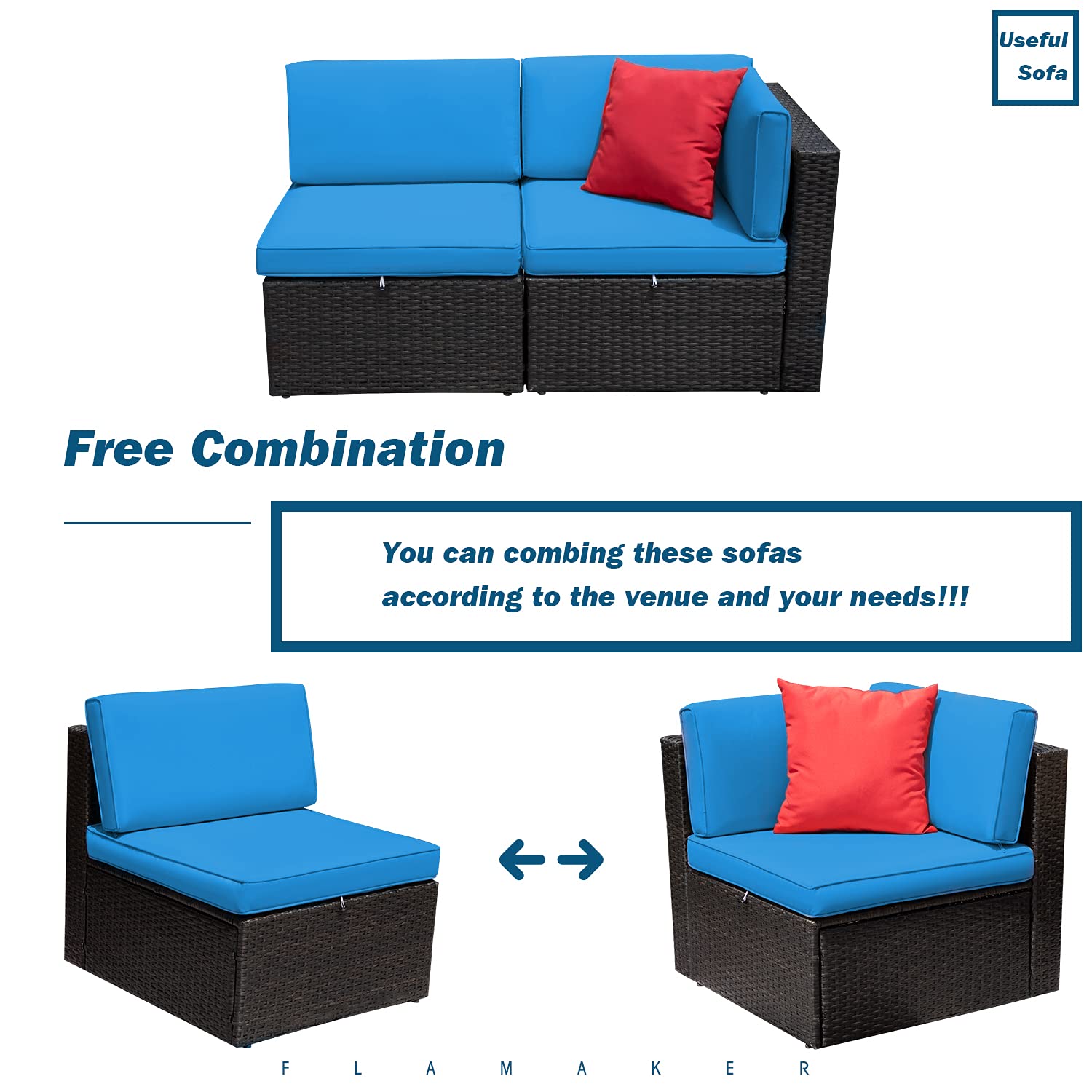 2-Piece Outdoor Patio Loveseat Set with Cushions