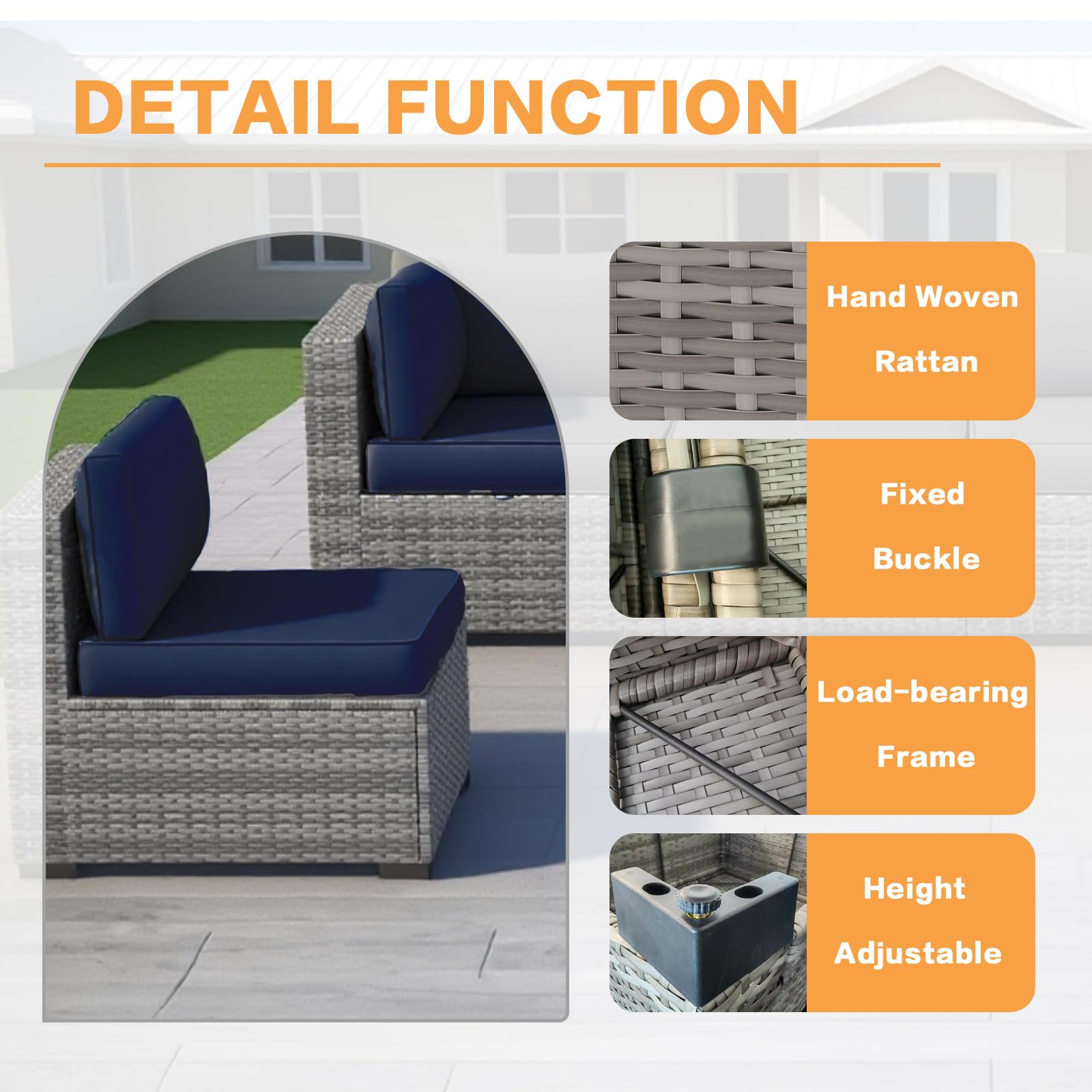 7-Piece Outdoor Sectional Sofa Set with Glass Table