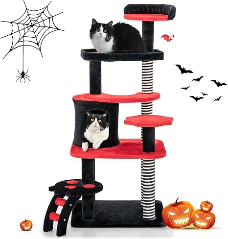 Gothic Cat Tree 53 Inch with Coffin Bed