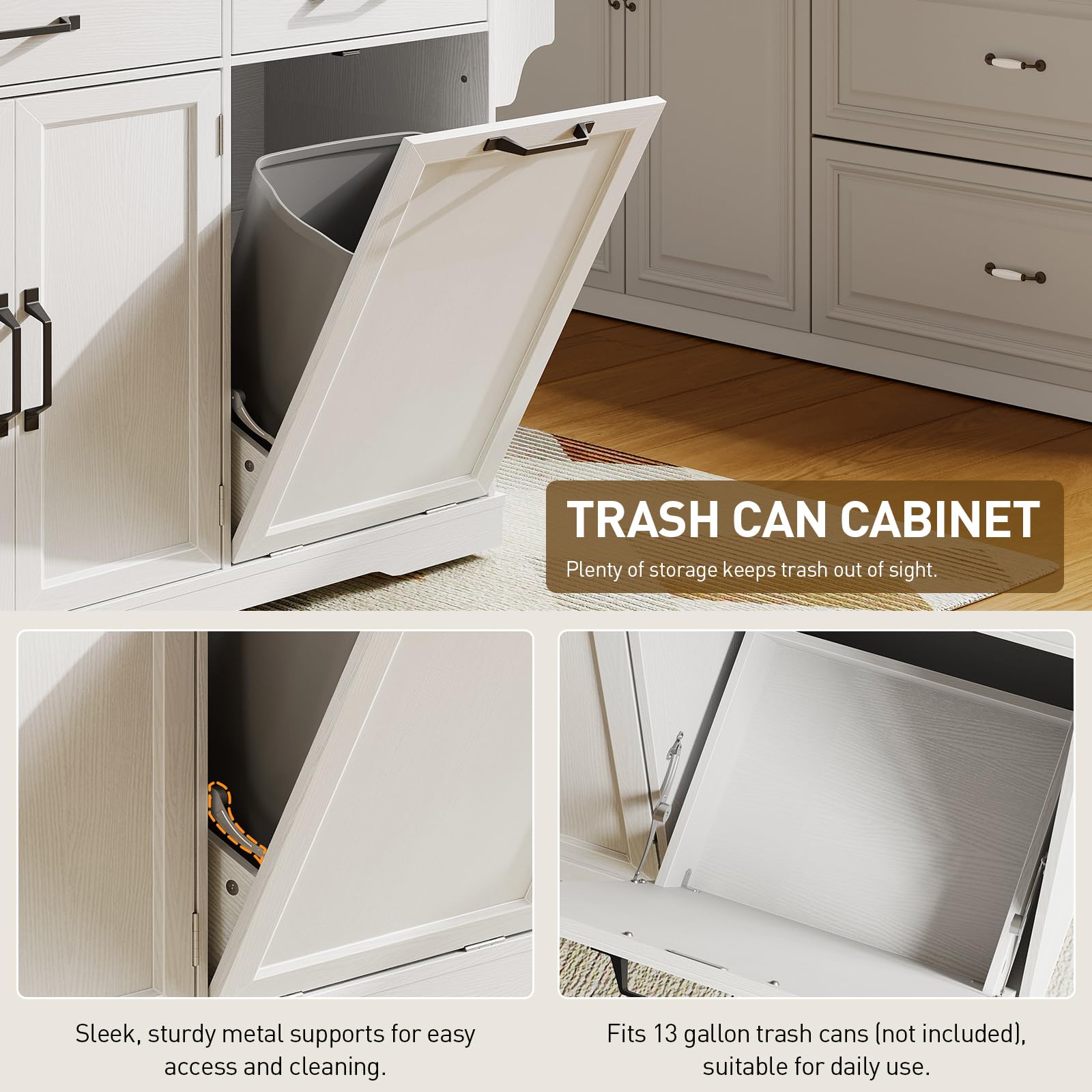 Kitchen Island with Power Outlet and Drop Leaf Rolling Storage Cart