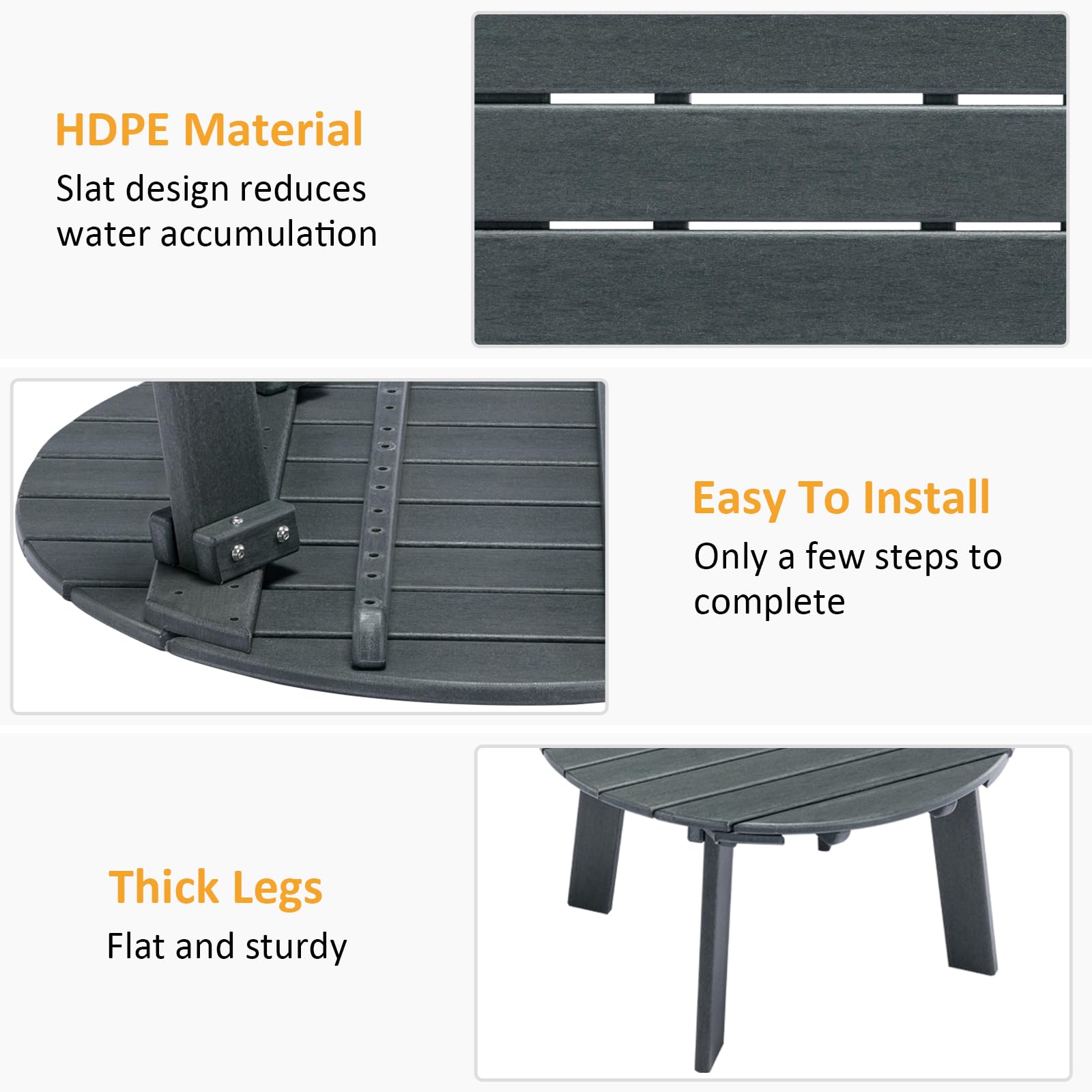 Round Outdoor Coffee Table Grey 31.5 Inch
