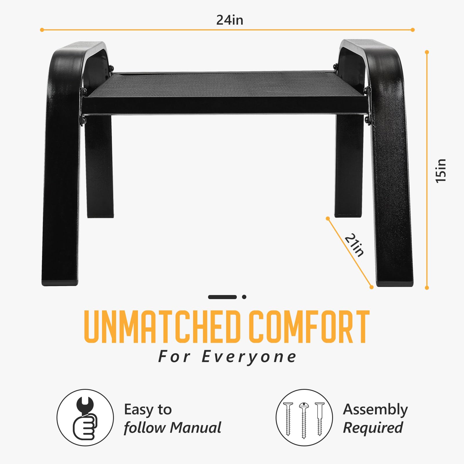 Outdoor Patio Ottoman Set 2 Piece Black