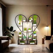 Heart-Shaped Plant Stand with Grow Lights