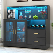 LED Bar Cabinet with Wine Rack Storage