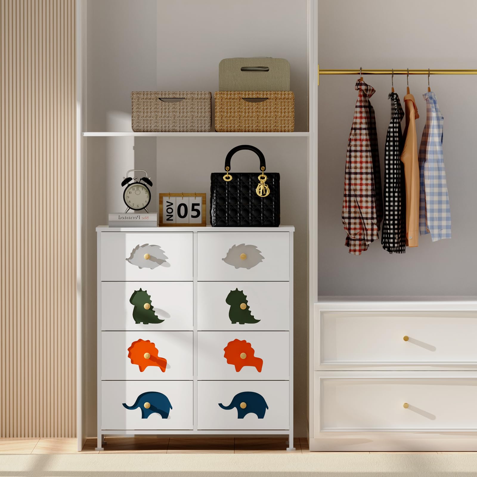 8-Drawer Kids Dresser with Wood Top