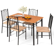 5-Piece Dining Set with Rectangular Table and Upholstered Chairs