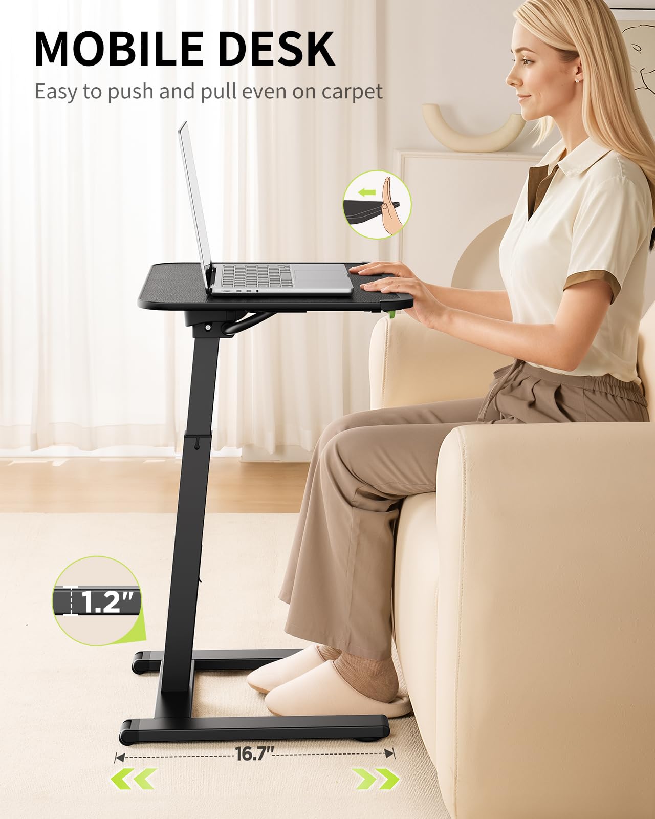 Mobile TV Tray Table with Wheels