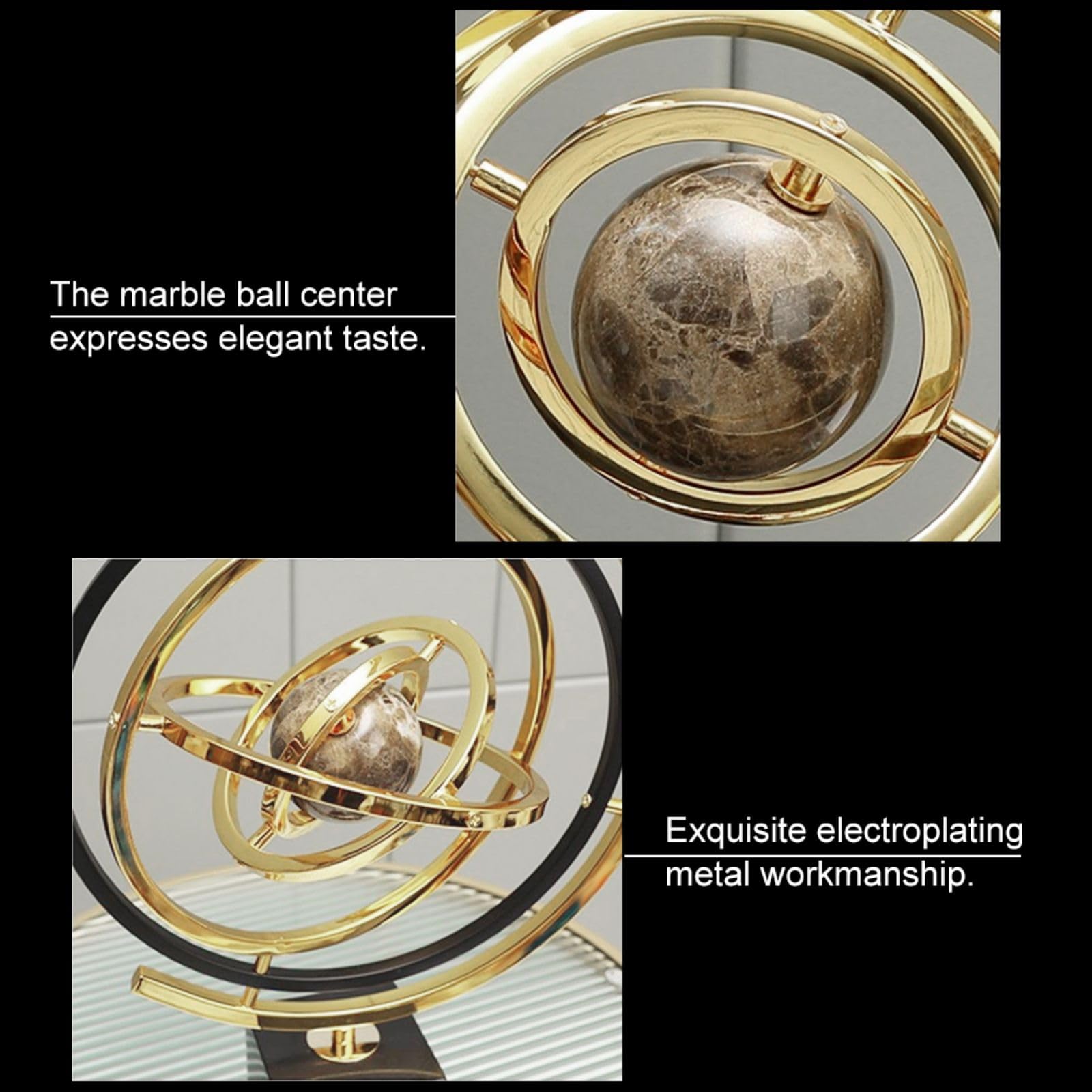 Modern Abstract Metal Globe Sculpture with Rectangle Stand