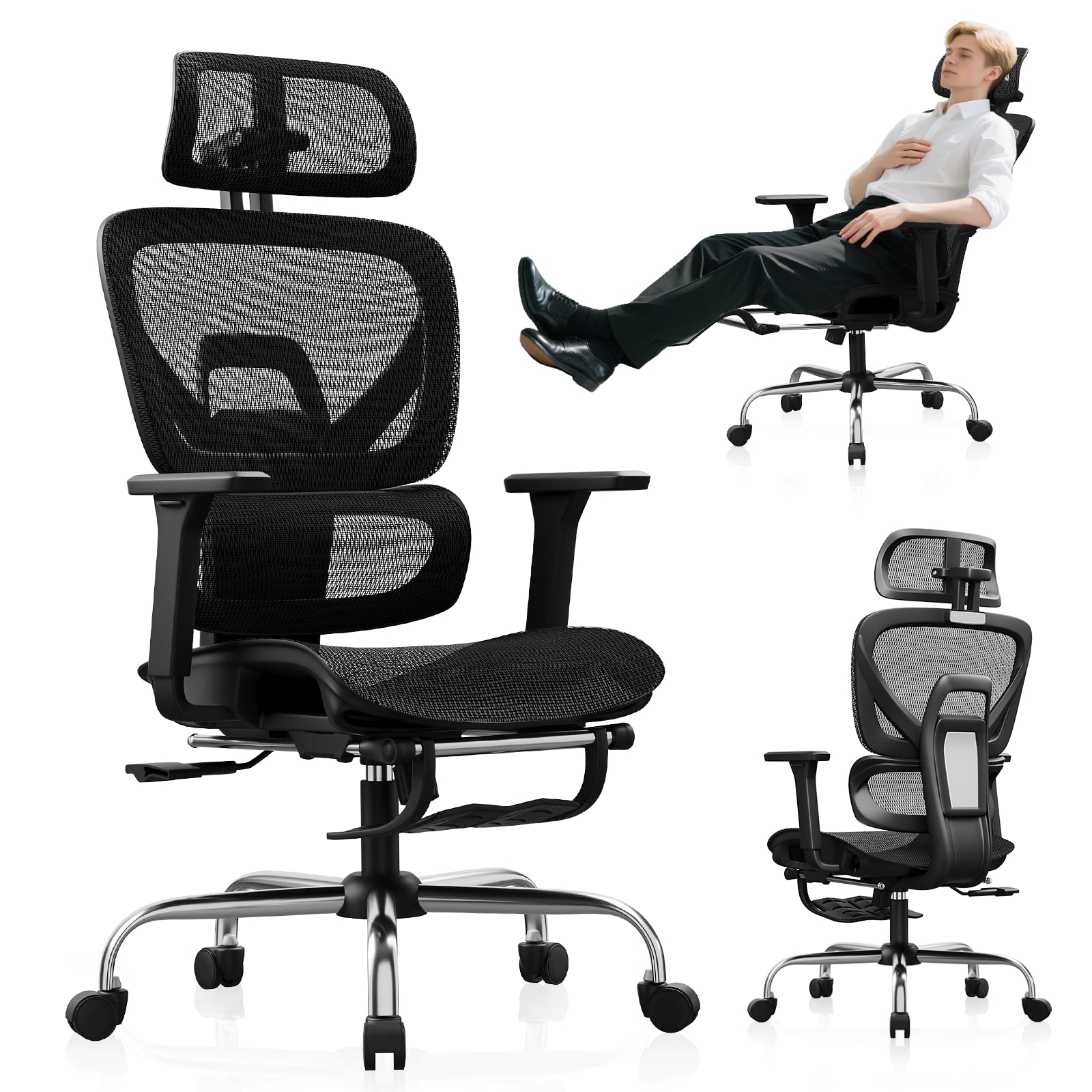 Ergonomic Mesh Office Chair with Footrest