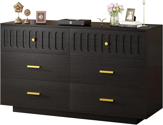 Farmhouse 6 Drawer Dresser with Fluted Design