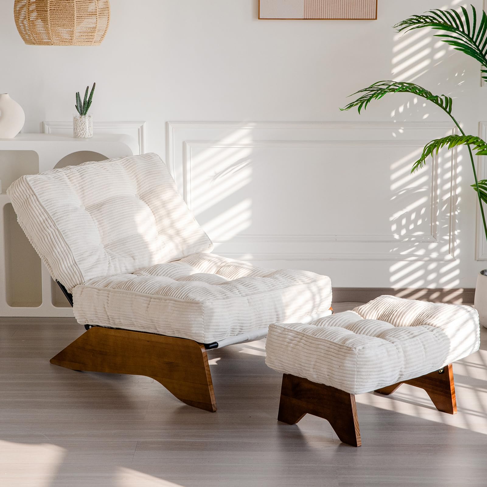 Accent Chair with Ottoman Adjustable Backrest