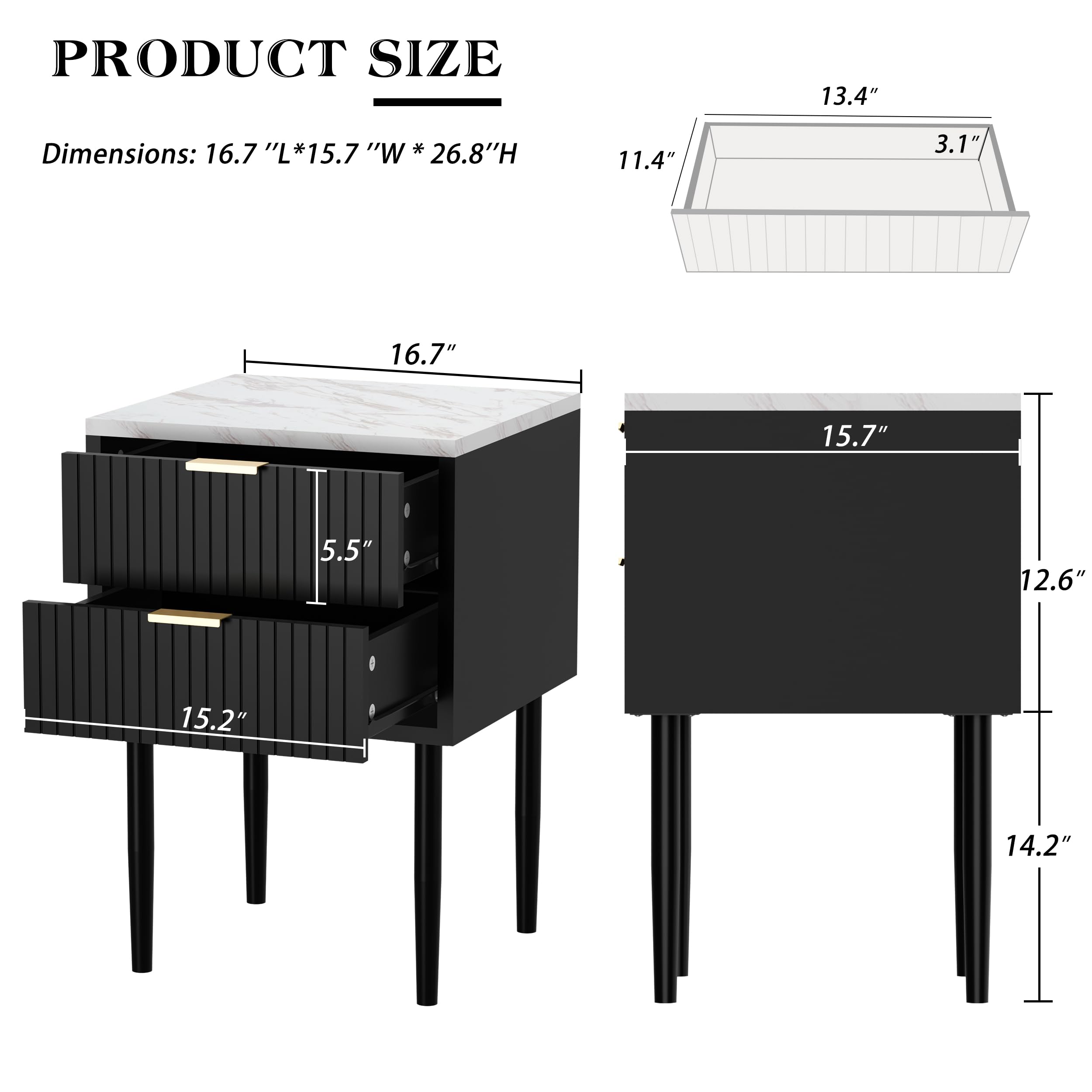 Dresser and Nightstand Set - 3 Piece Bedroom Furniture