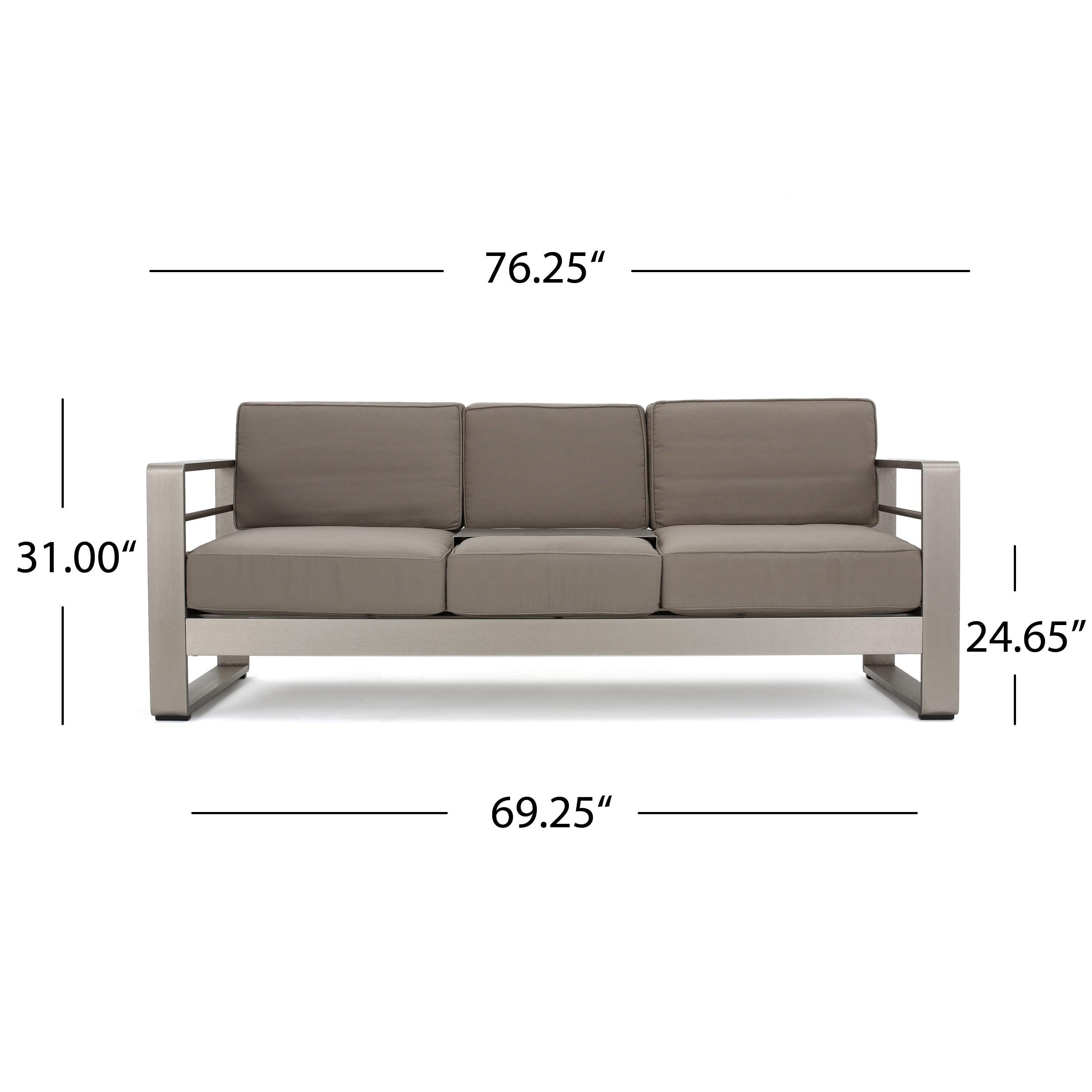 Outdoor Loveseat Sofa with Tray - Khaki
