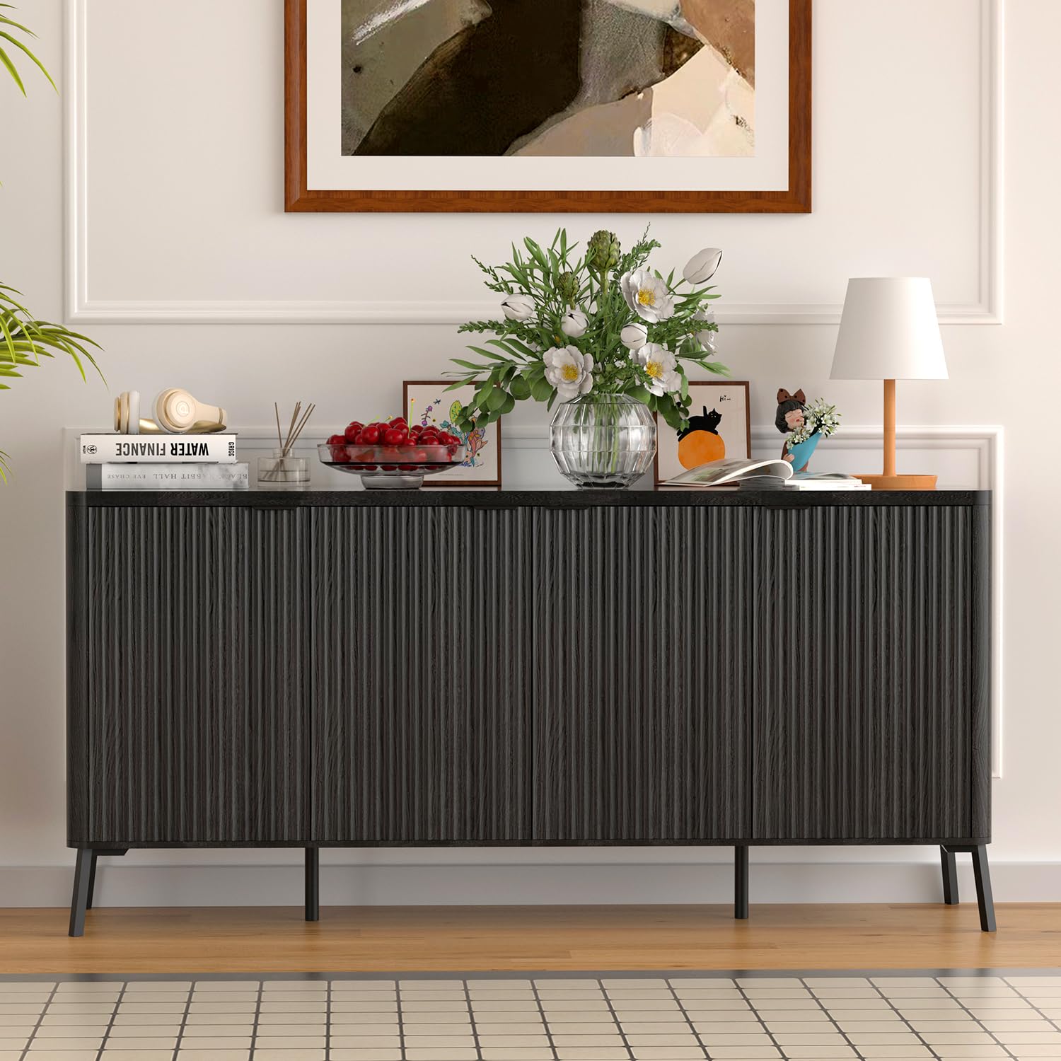 63" Fluted Sideboard Cabinet with Storage