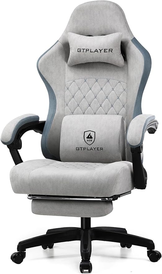 Gaming Chair with Pocket Spring Cushion and Footrest