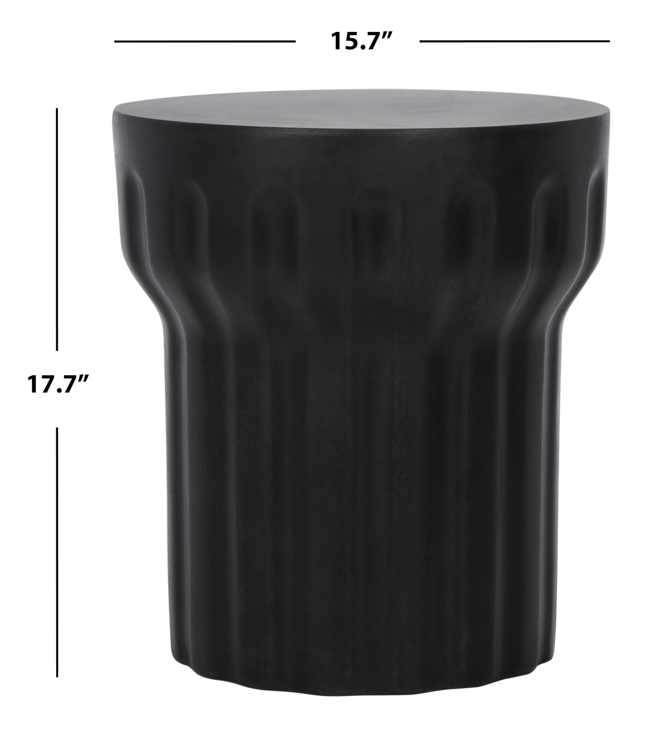 Modern Concrete Round Accent Table - Black