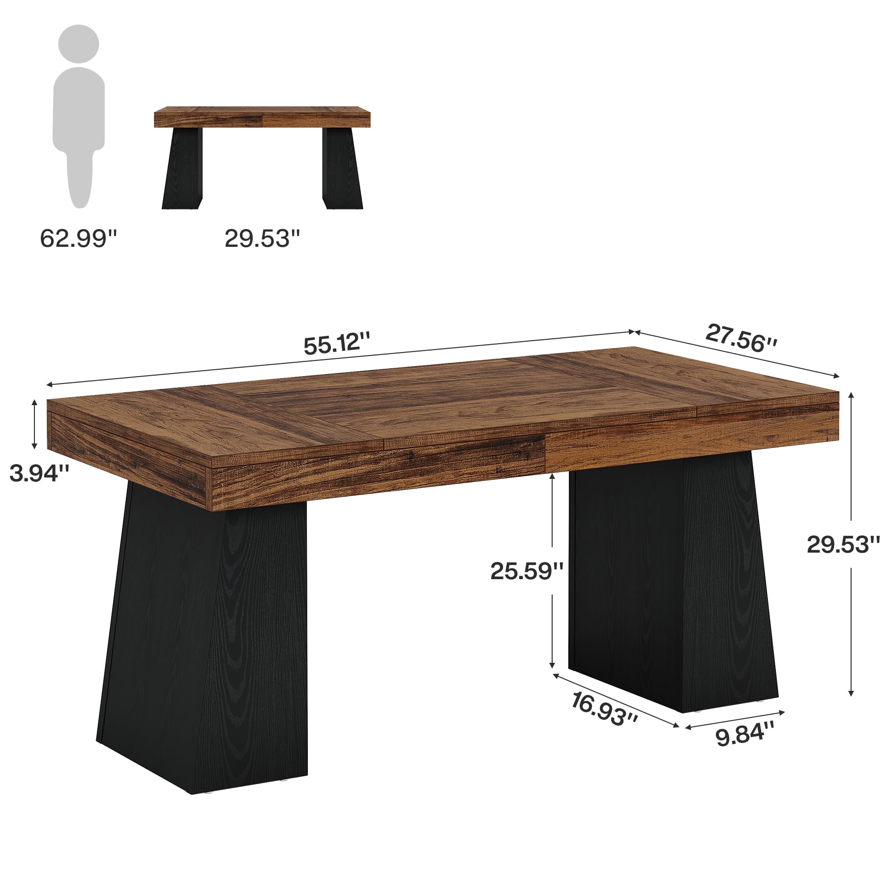 55" Executive Desk with Double Pedestal