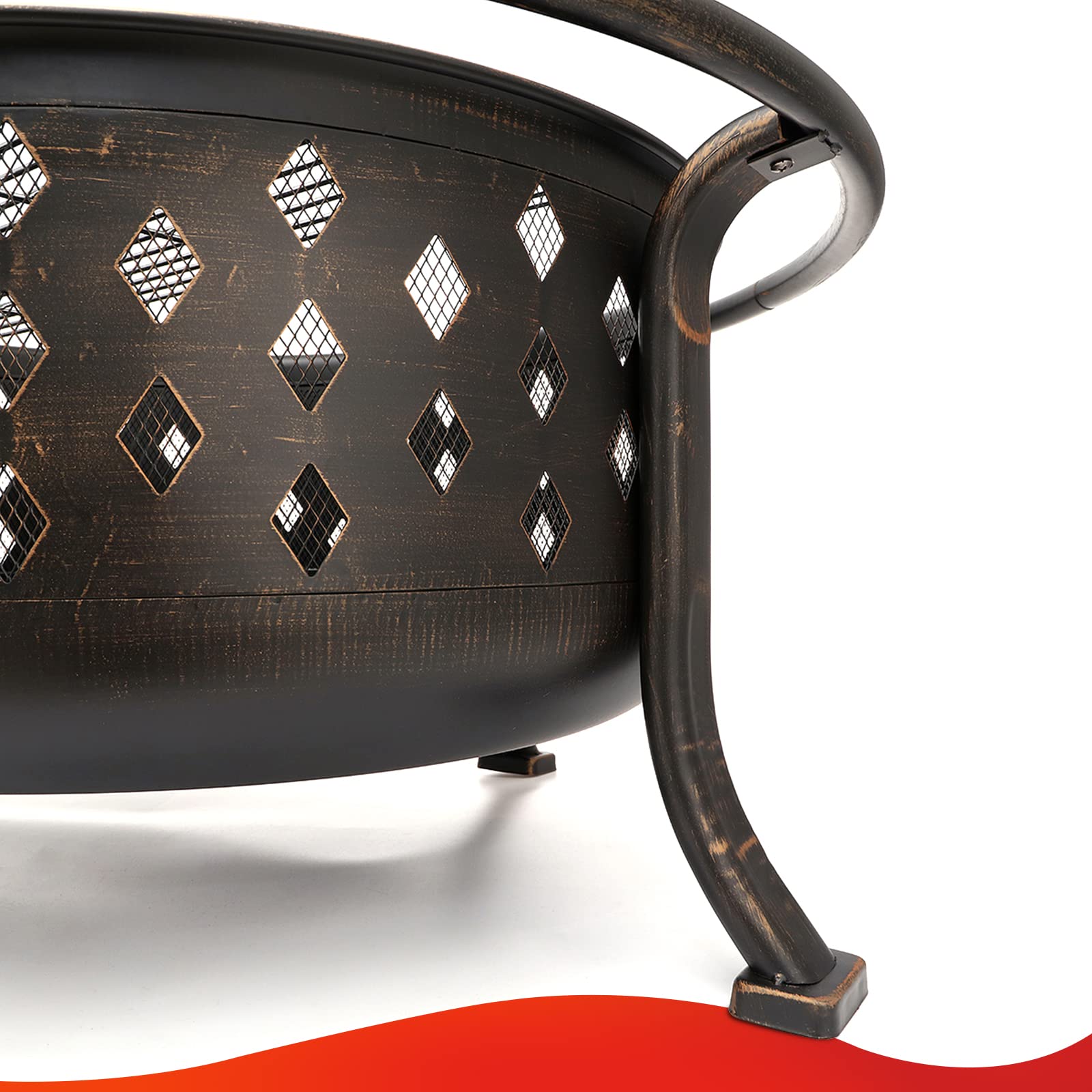 36 Inch Outdoor Wood Burning Fire Pit with BBQ Grate