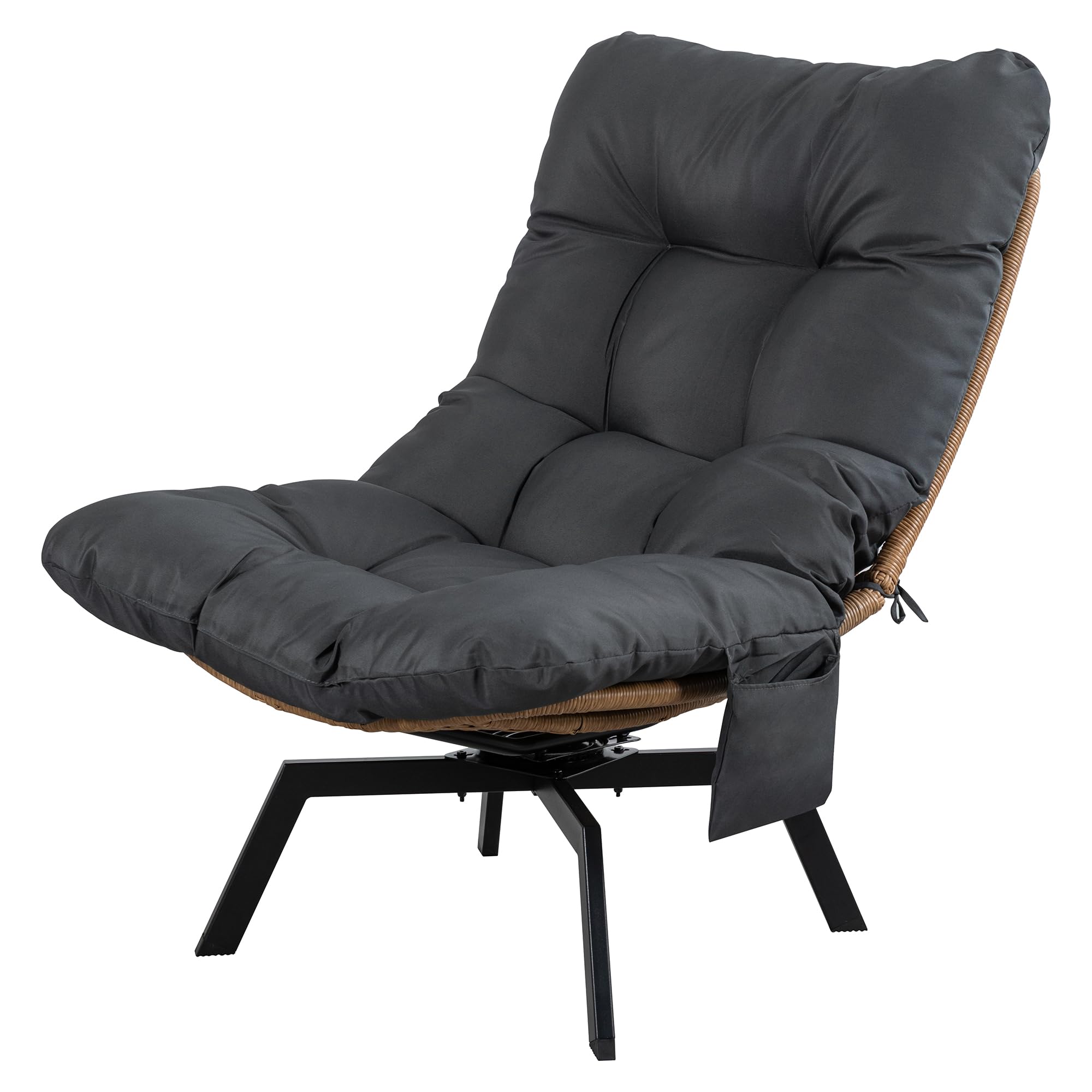 Swivel Wicker Chair with Cushion - Oversized Patio Lounge Chair