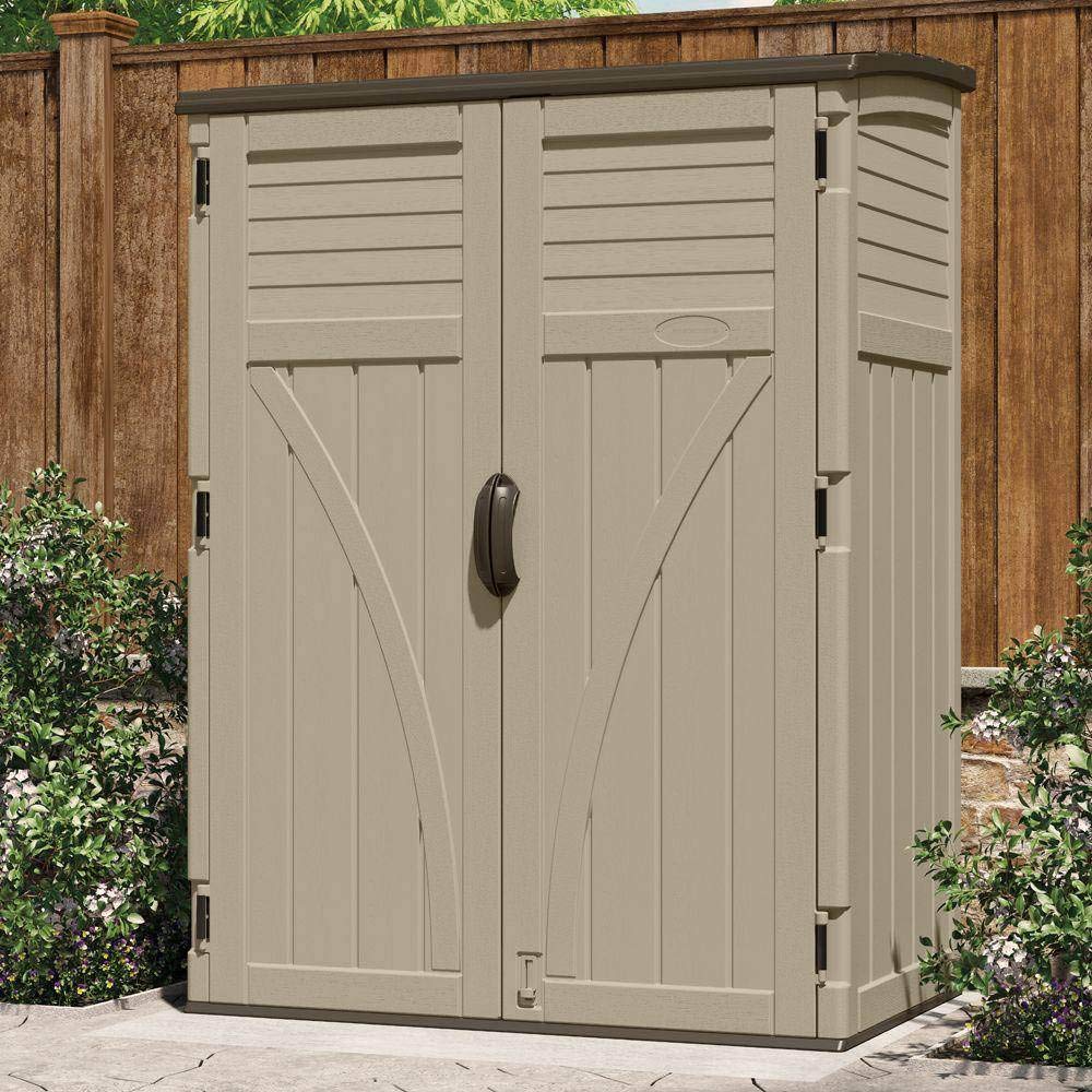 Outdoor Storage Cabinet Waterproof Resin Vertical Shed 54 Cu Ft