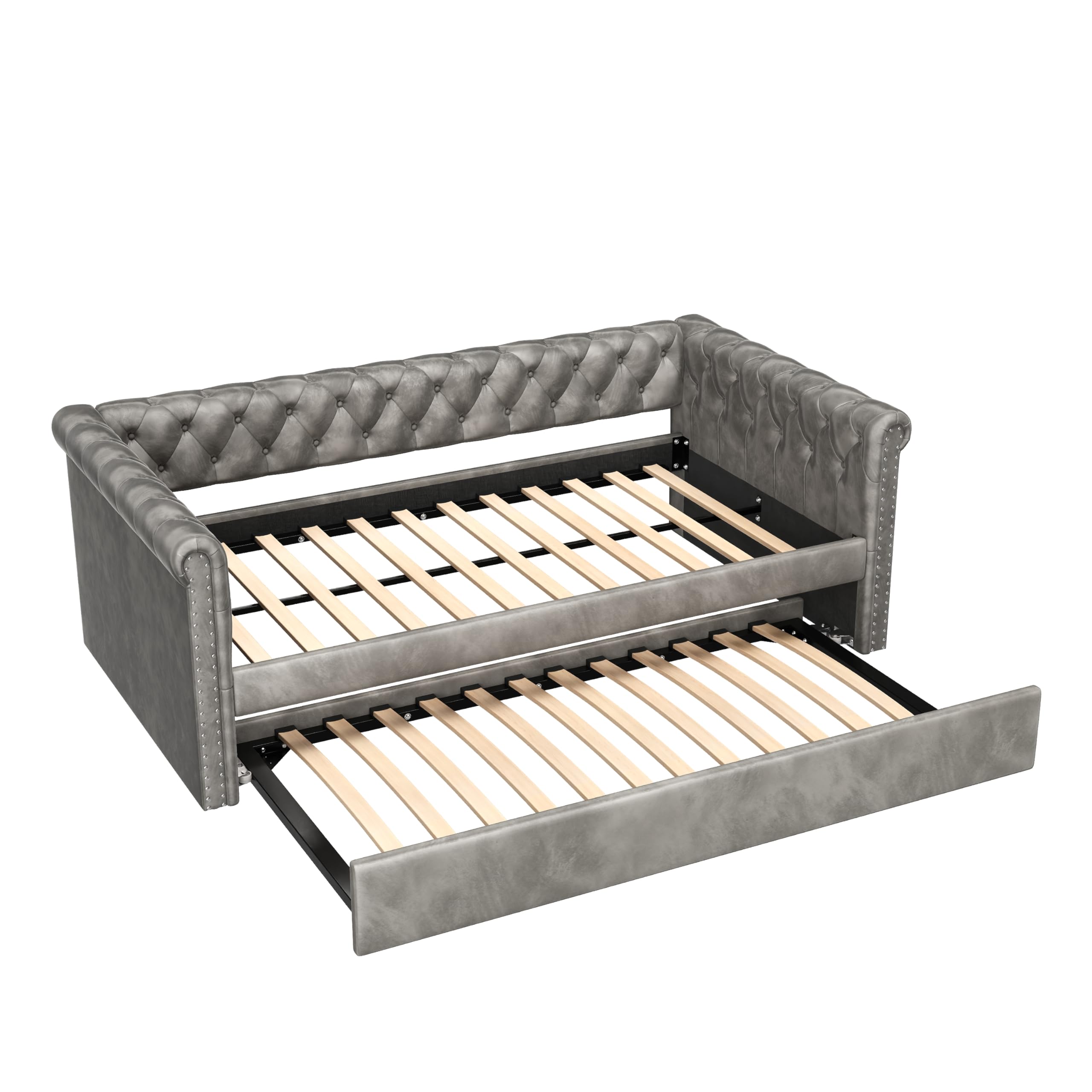 Upholstered Velvet Daybed with Trundle
